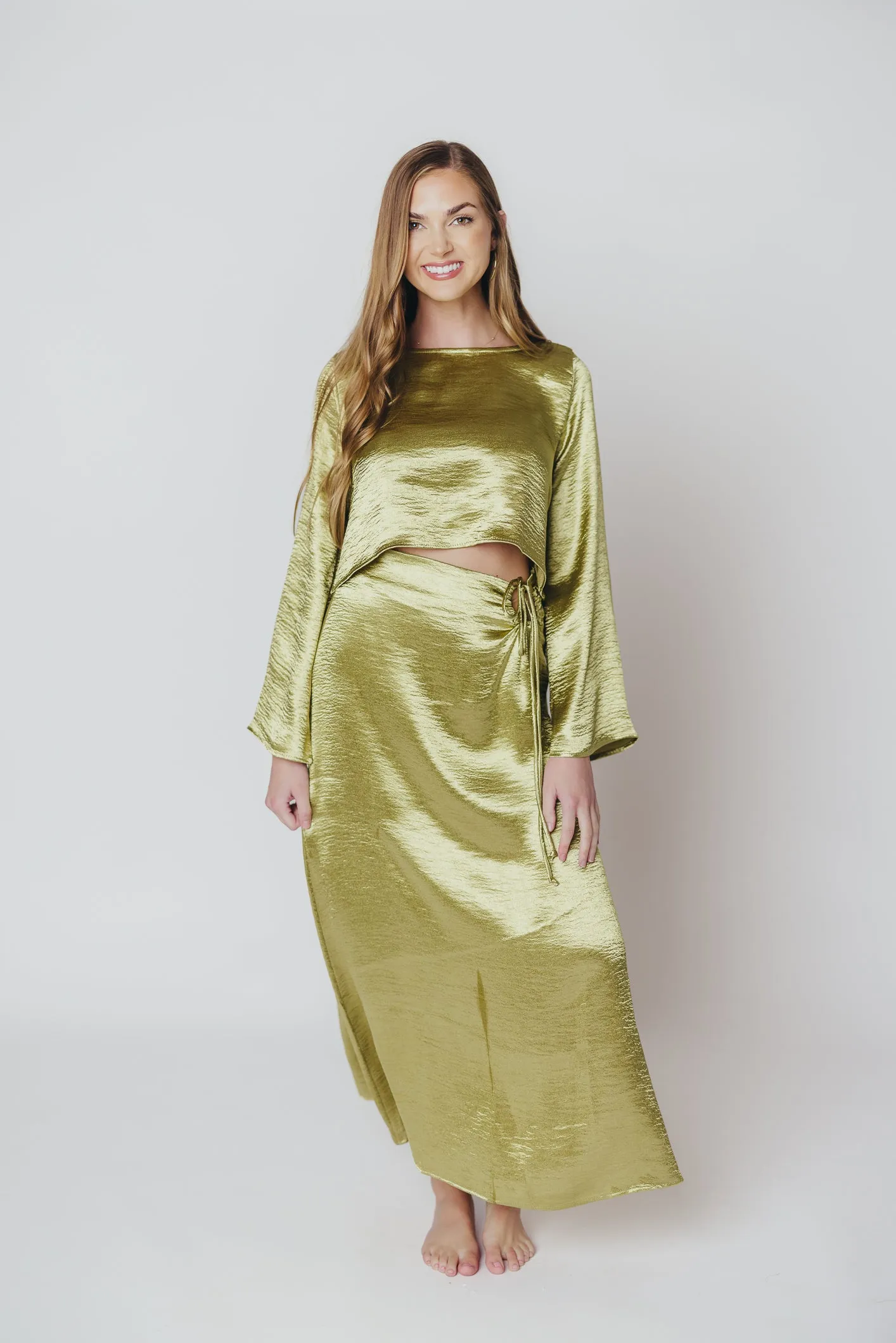 Cecily Midi Skirt in Olive Gold sold by Worth Collective product image thumbnail 3