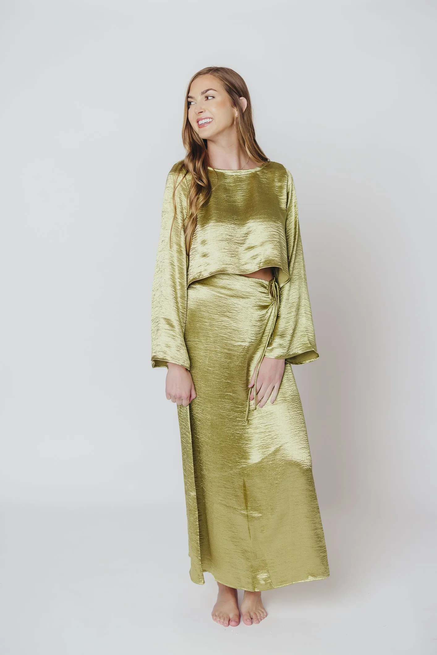 Cecily Midi Skirt in Olive Gold sold by Worth Collective product image thumbnail 4