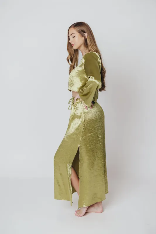 Cecily Midi Skirt in Olive Gold sold by Worth Collective