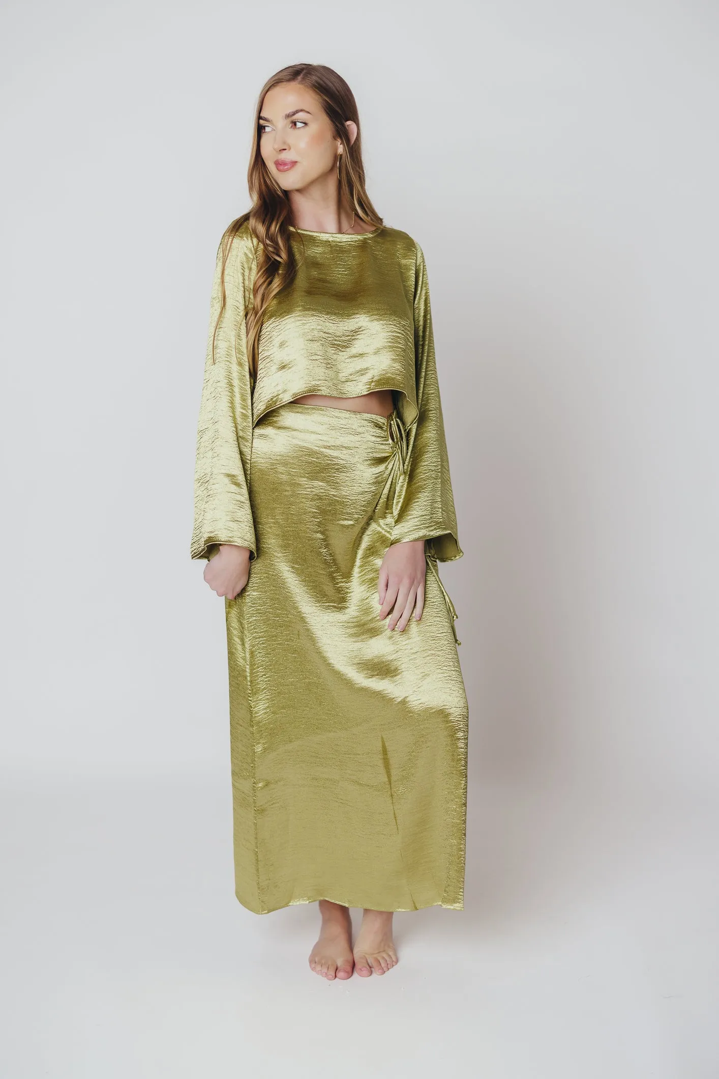 Cecily Midi Skirt in Olive Gold sold by Worth Collective product image thumbnail 2