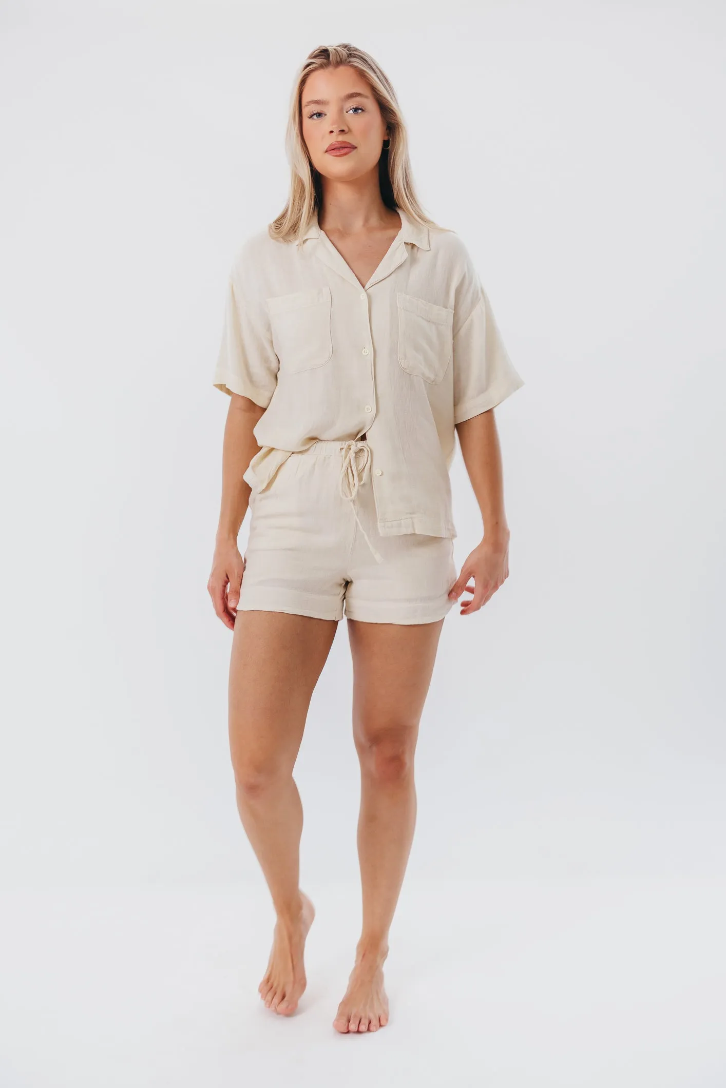 Ella Button-Up Shirt in Seashell - Nursing Friendly sold by Worth Collective product image thumbnail 3
