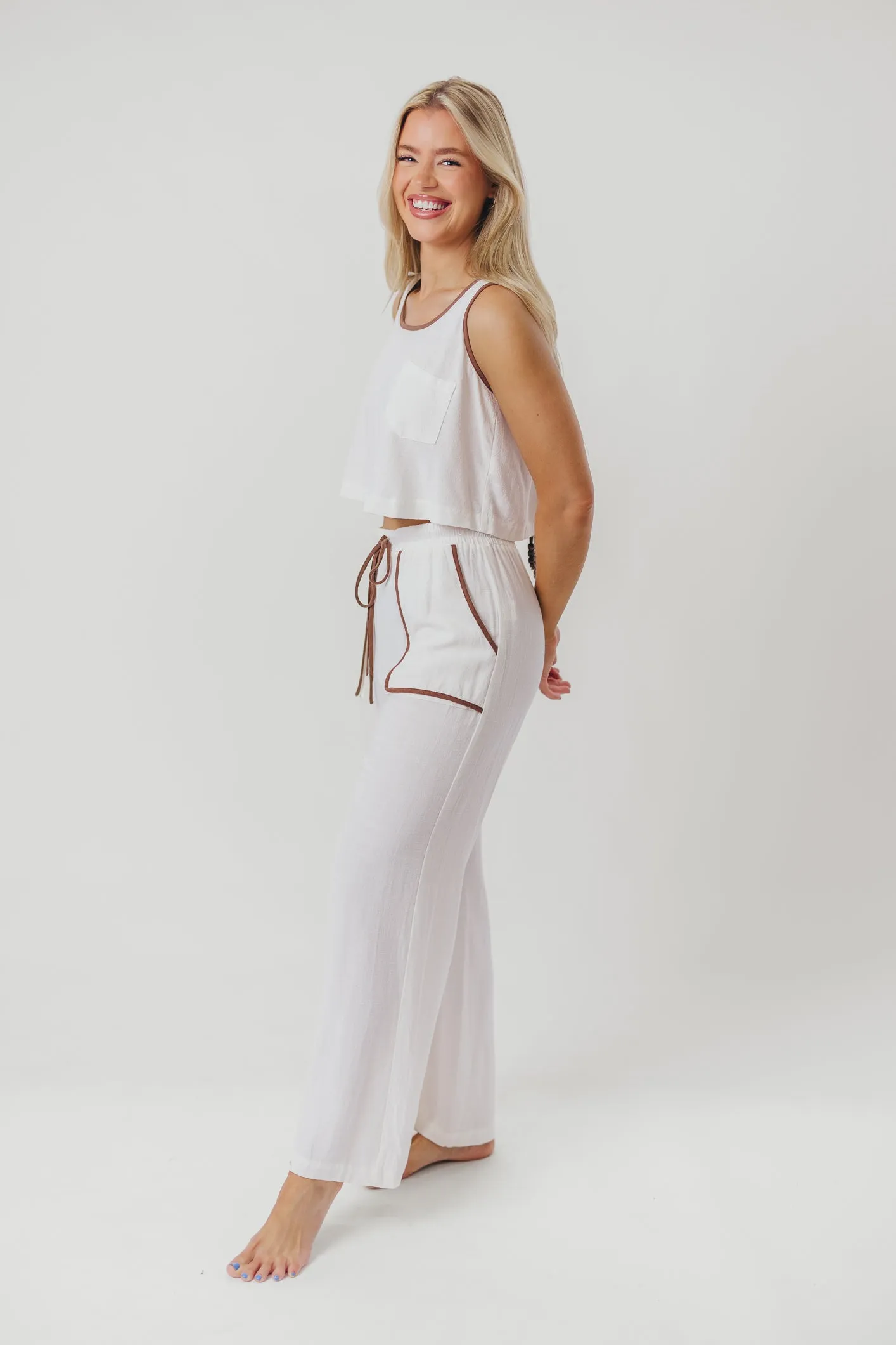 Nancy Lined Pants with Contrast Color Accents in Ivory sold by Worth Collective product image thumbnail 4