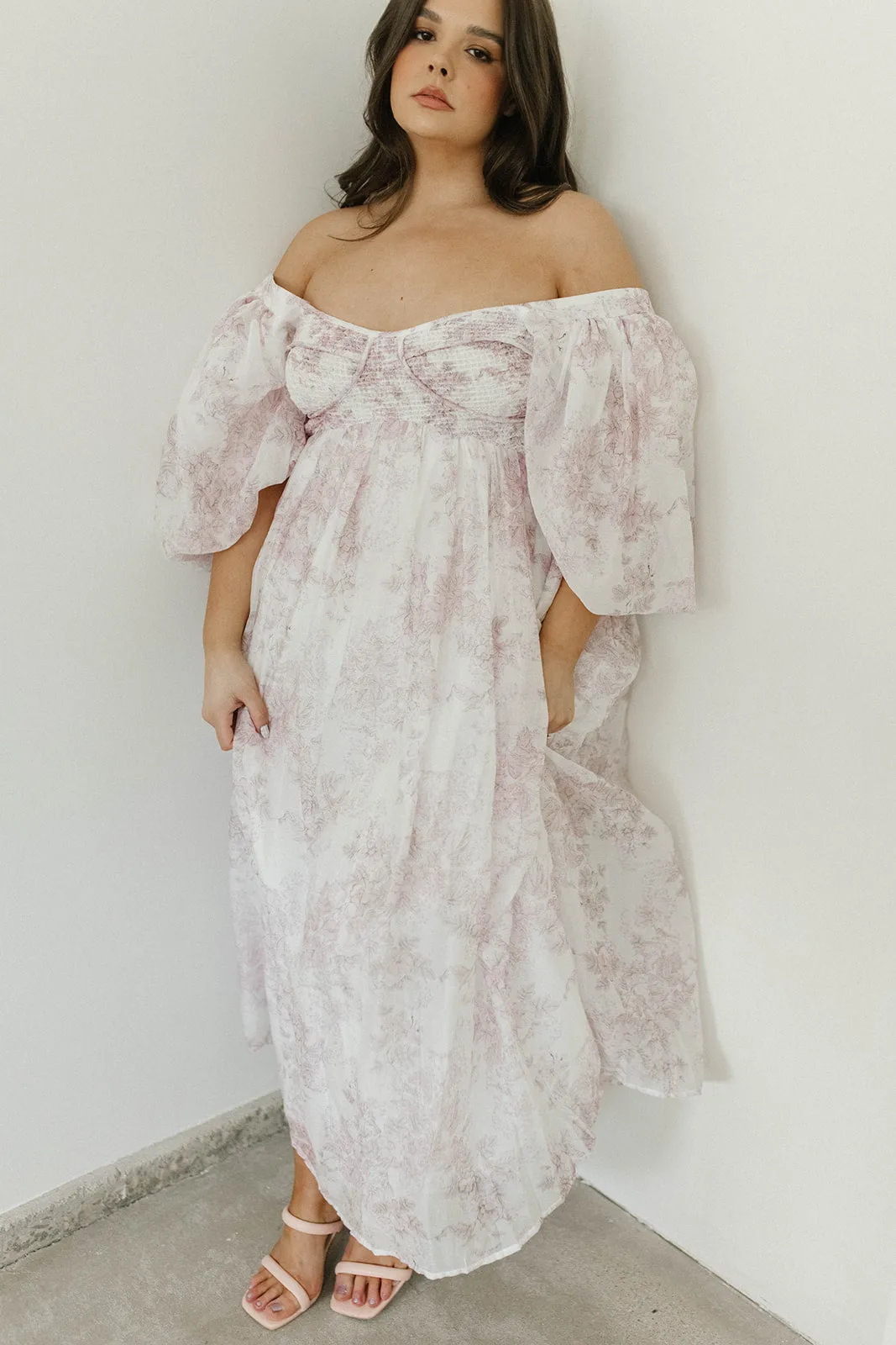 Harlow Midi Dress in Light Pink Floral - Bump Friendly & Inclusive Sizing (S-3XL) sold by Worth Collective product image thumbnail 2