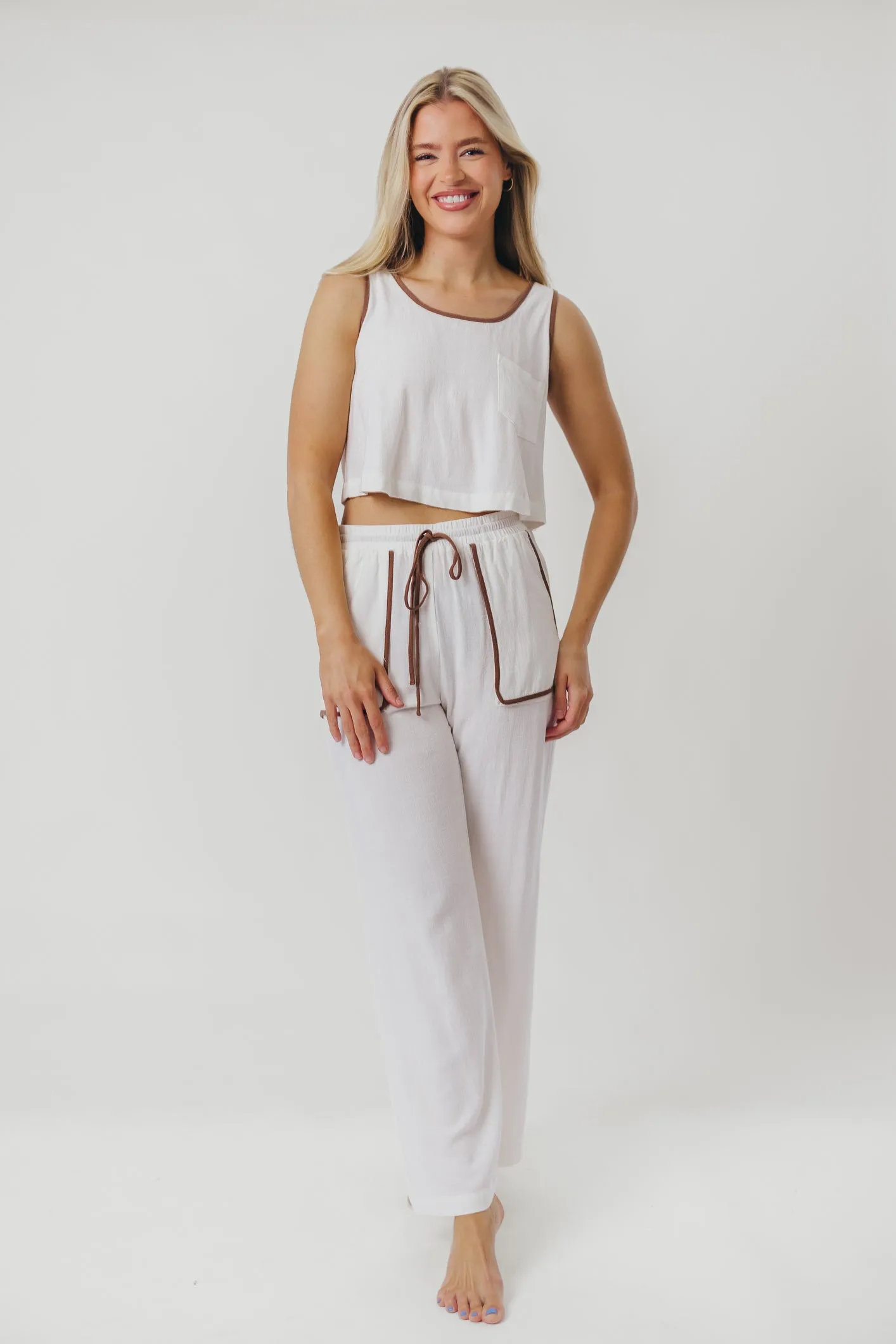 Nancy Lined Pants with Contrast Color Accents in Ivory sold by Worth Collective product image thumbnail 3