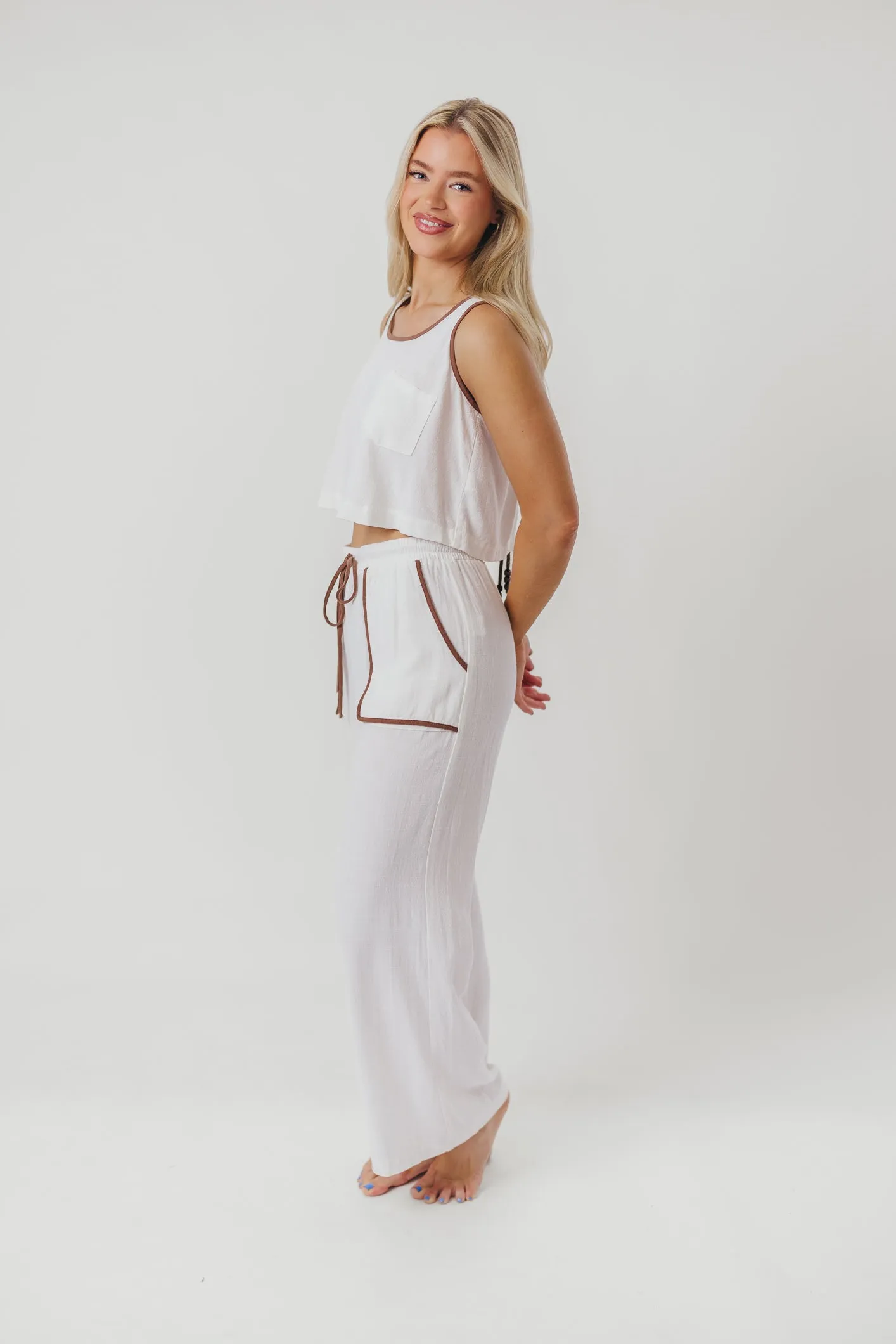 Nancy Lined Pants with Contrast Color Accents in Ivory sold by Worth Collective product image thumbnail 2