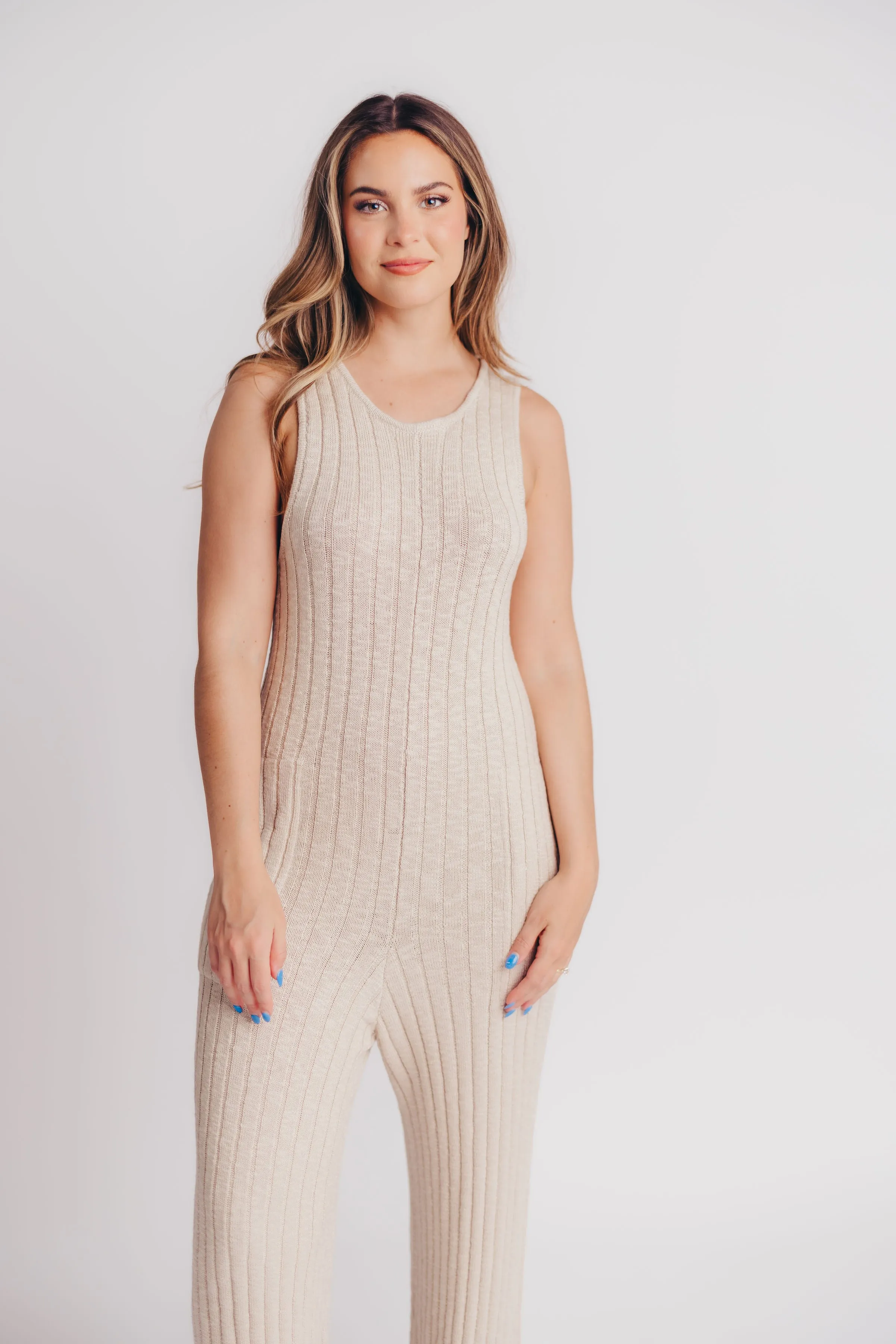 Easy Summer Days Knit Jumpsuit in Natural - Bump Friendly sold by Worth Collective product image thumbnail 3