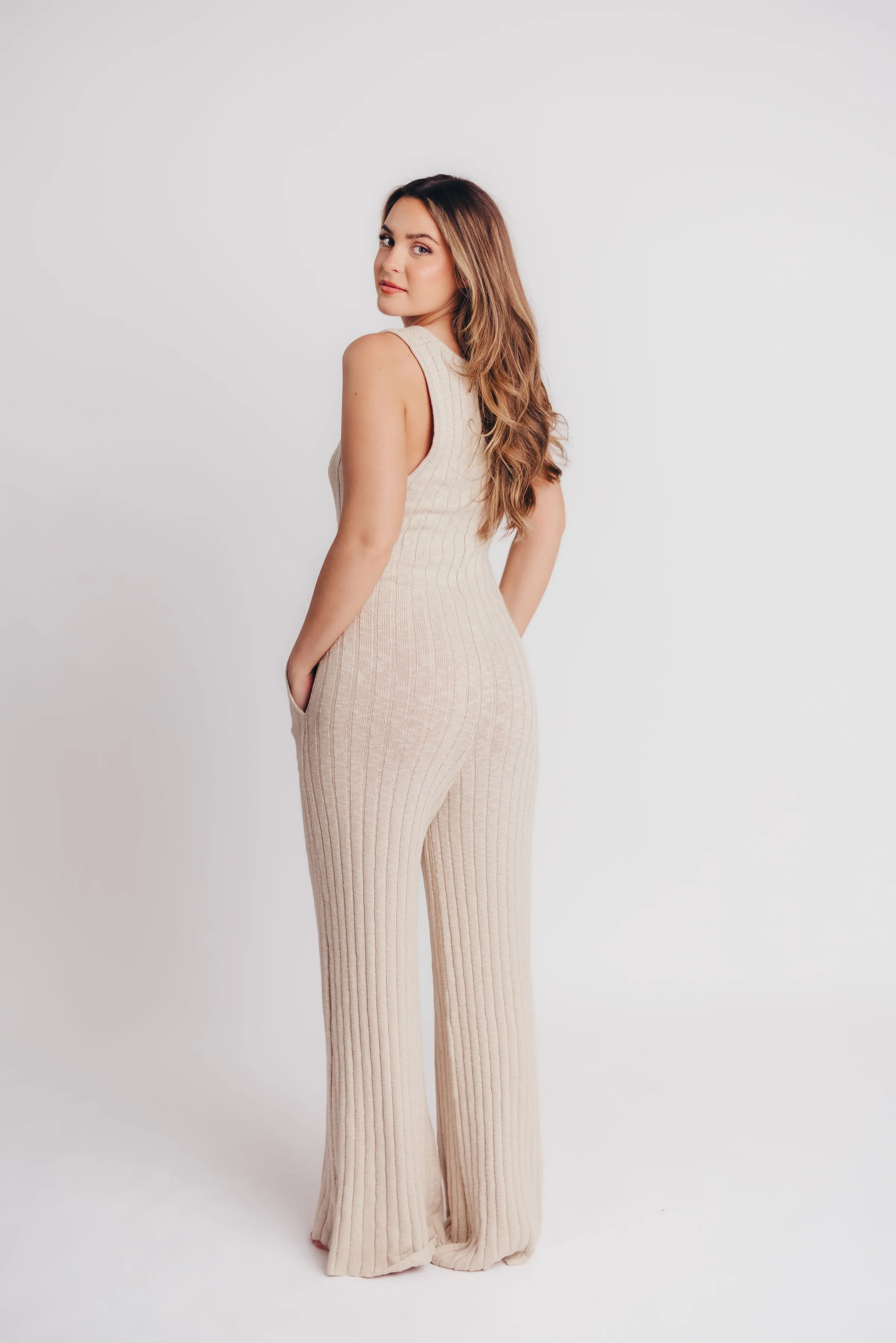 Easy Summer Days Knit Jumpsuit in Natural - Bump Friendly sold by Worth Collective product image thumbnail 5