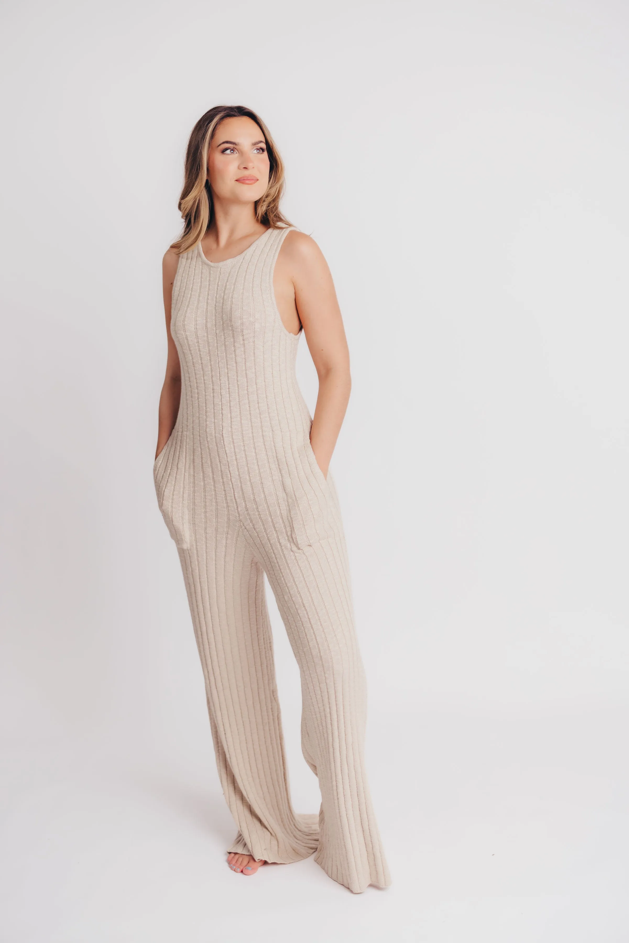 Easy Summer Days Knit Jumpsuit in Natural - Bump Friendly sold by Worth Collective