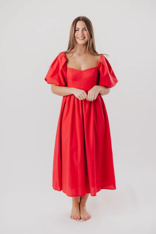 Hamilton Midi Dress in Red - Bump Friendly (S-XL) made by Worth Collective