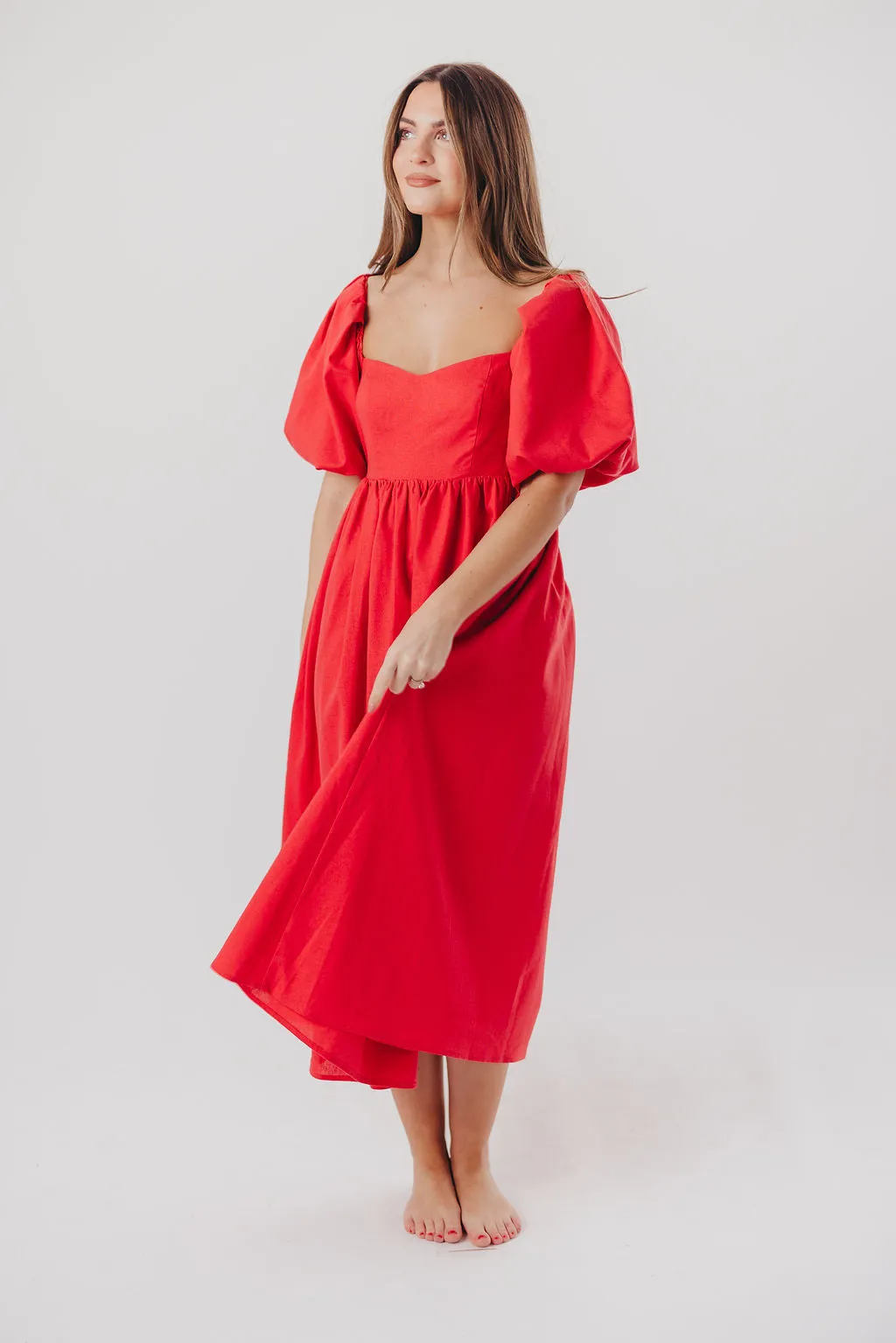 Hamilton Midi Dress in Red - Bump Friendly (S-XL) sold by Worth Collective product image thumbnail 3