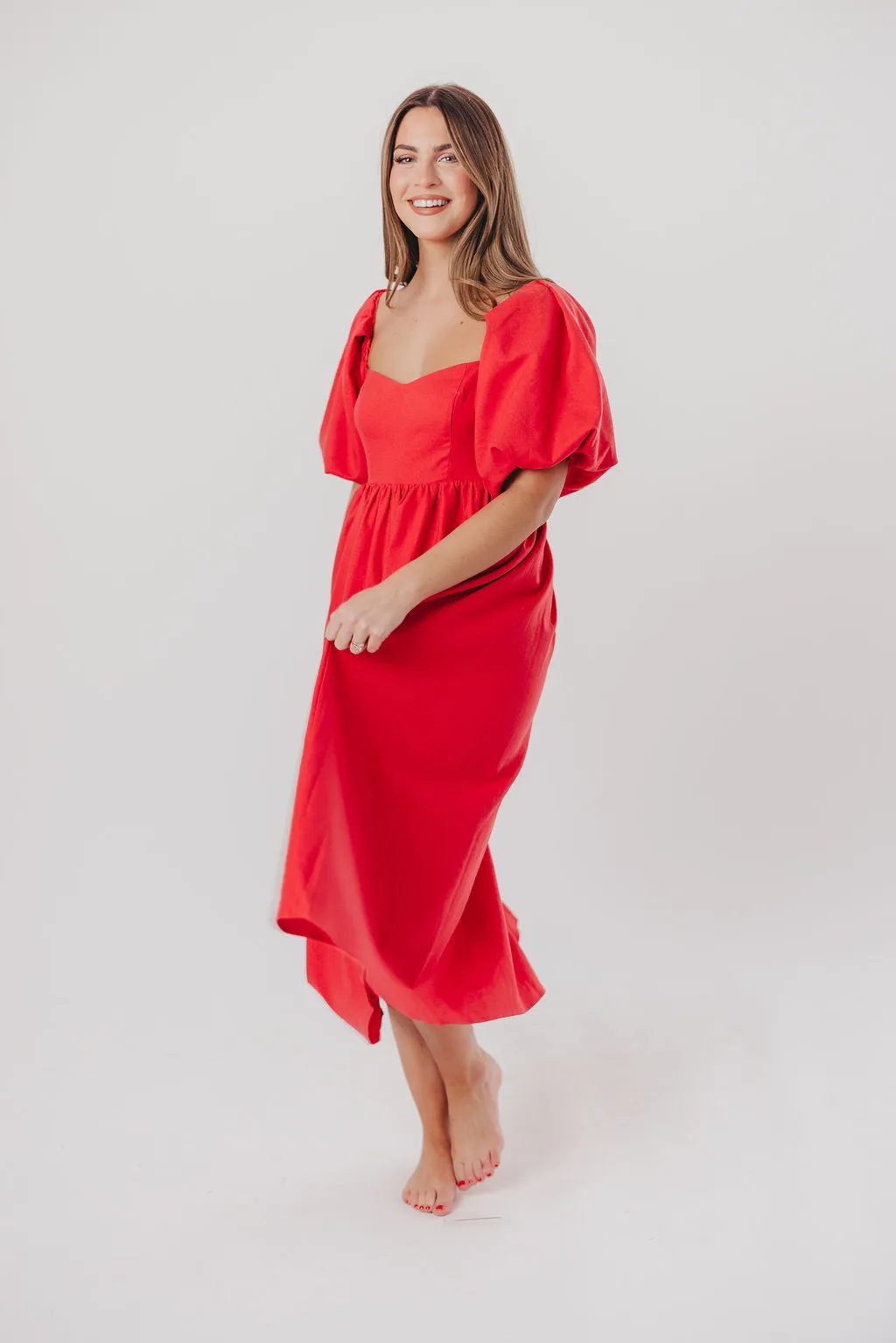 Hamilton Midi Dress in Red - Bump Friendly (S-XL) sold by Worth Collective product image thumbnail 5