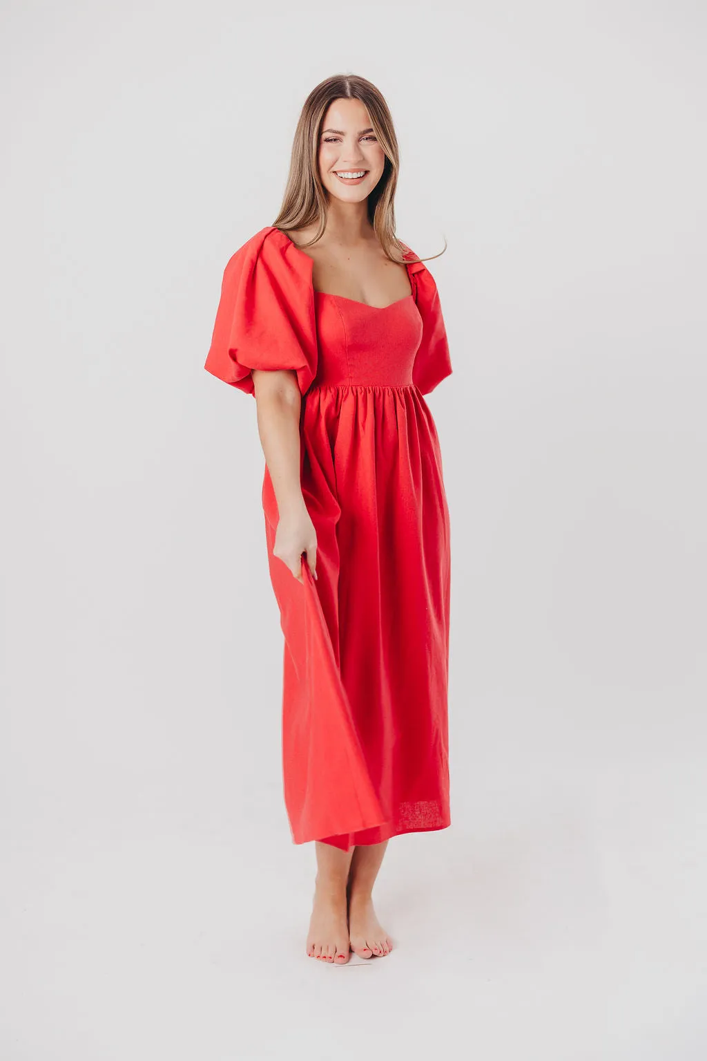 Hamilton Midi Dress in Red - Bump Friendly (S-XL) sold by Worth Collective product image thumbnail 4