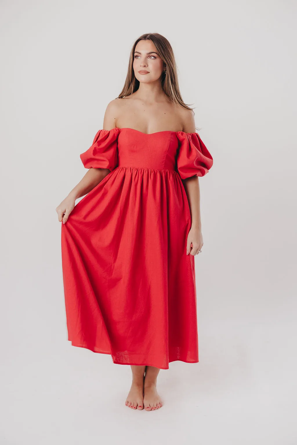 Hamilton Midi Dress in Red - Bump Friendly (S-XL) sold by Worth Collective product image thumbnail 2