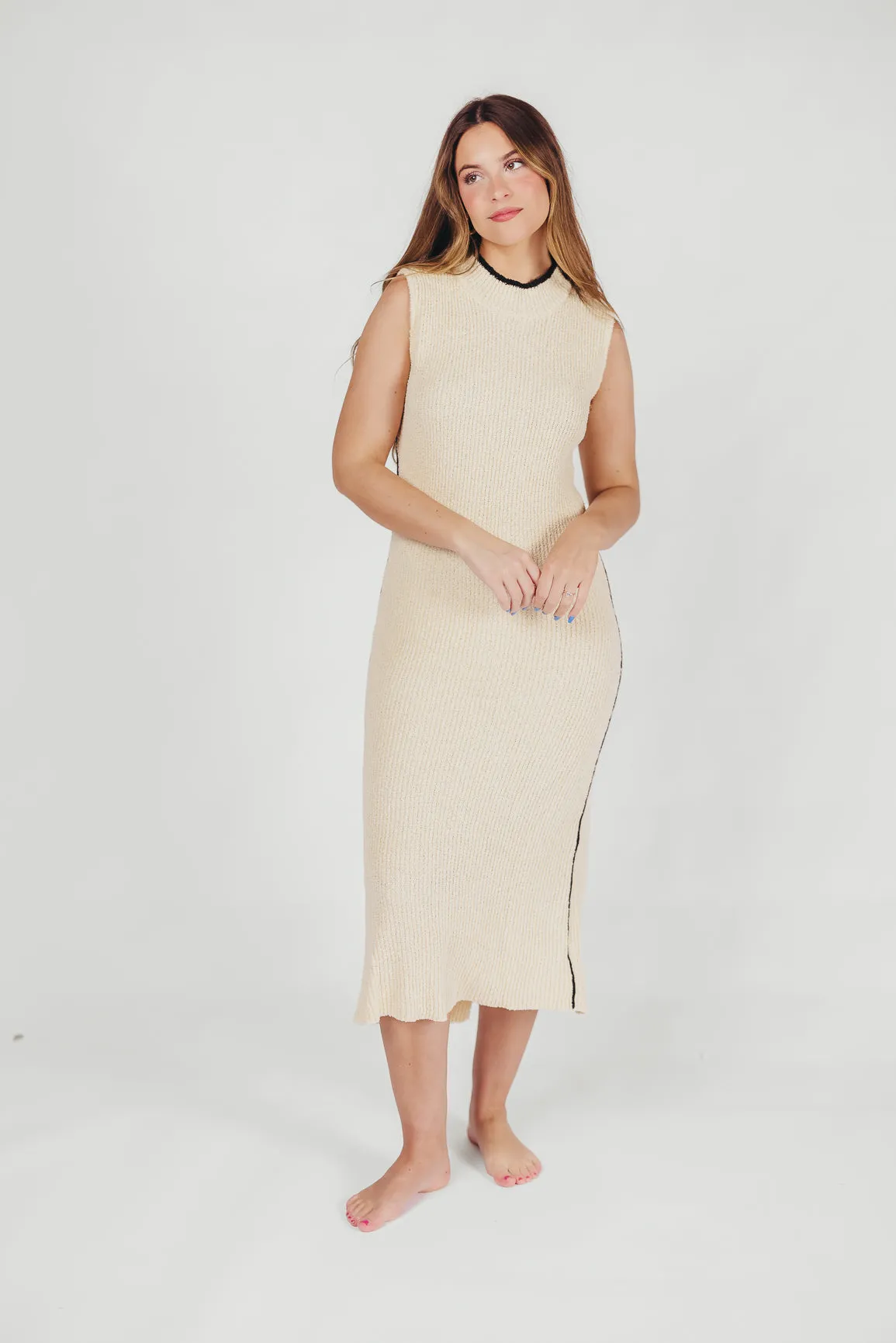 Maureen Textured Ribbed Knit Maxi Dress in Cream sold by Worth Collective product image thumbnail 4