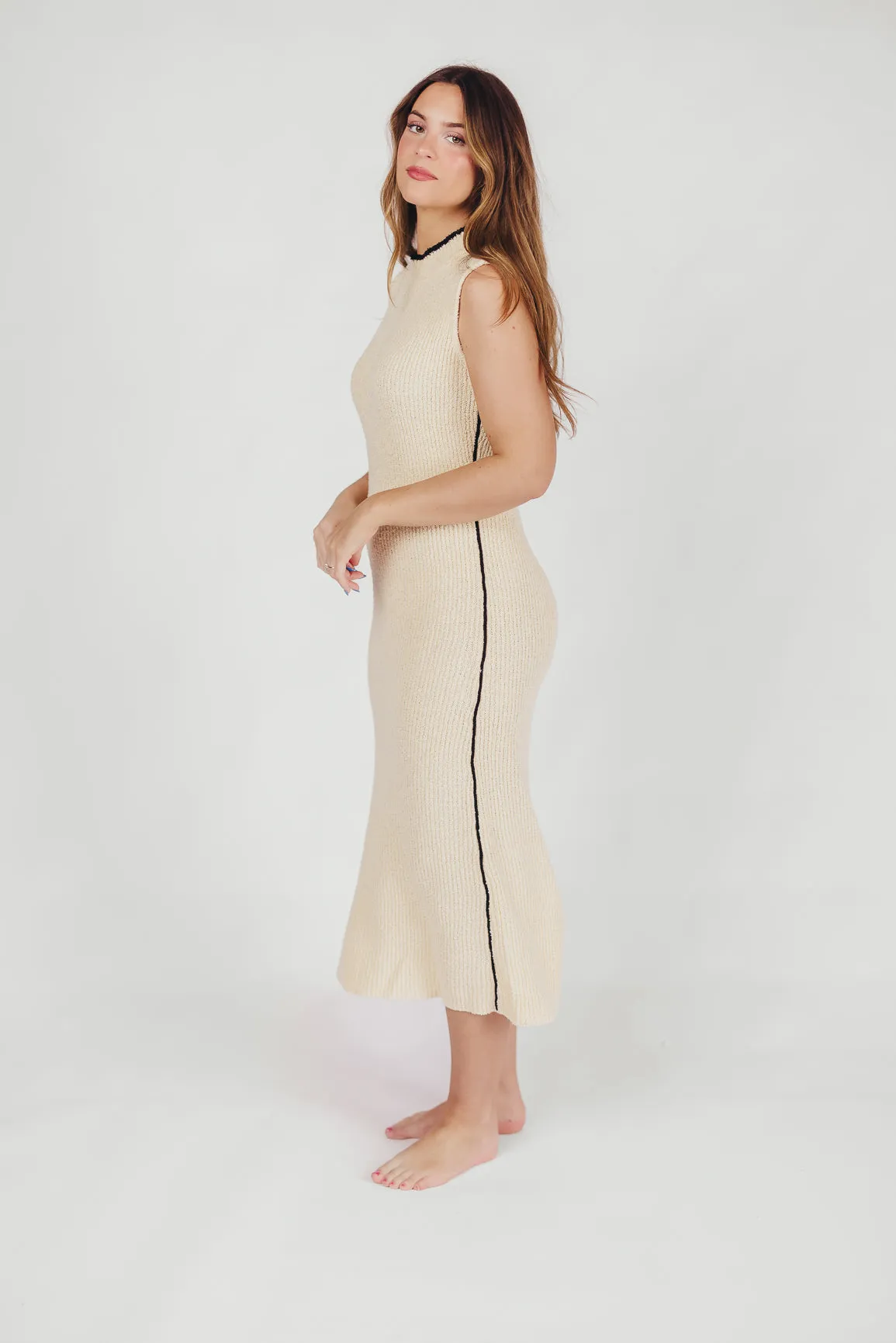 Maureen Textured Ribbed Knit Maxi Dress in Cream sold by Worth Collective product image thumbnail 3