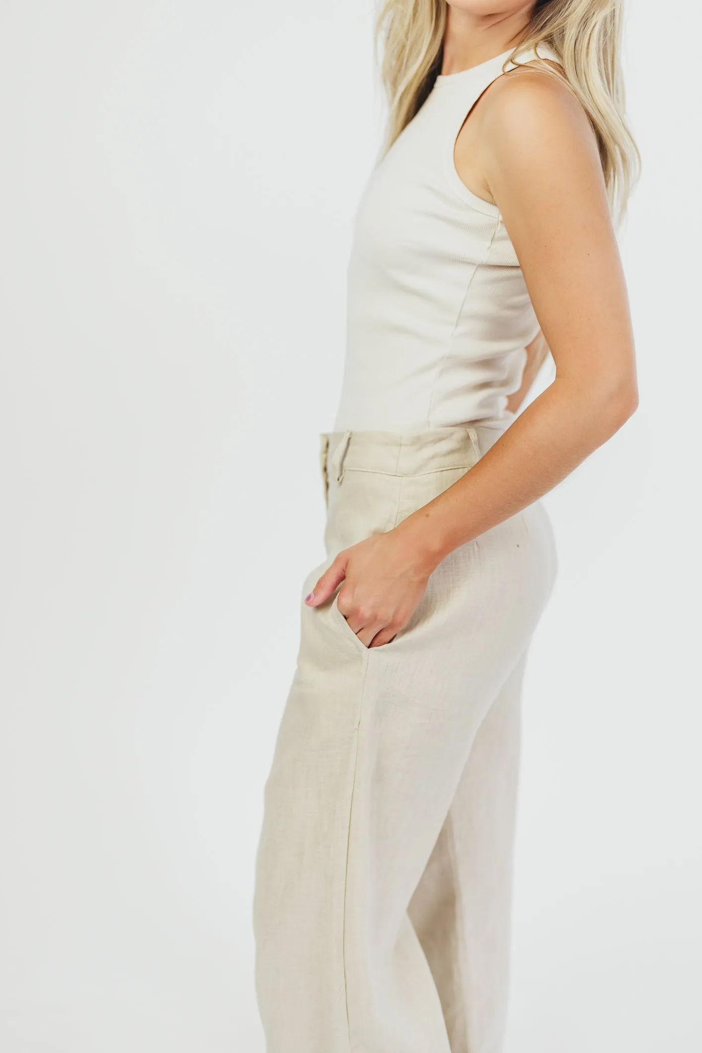Trix 100% Linen Wide Leg Pant in Natural sold by Worth Collective product image thumbnail 5