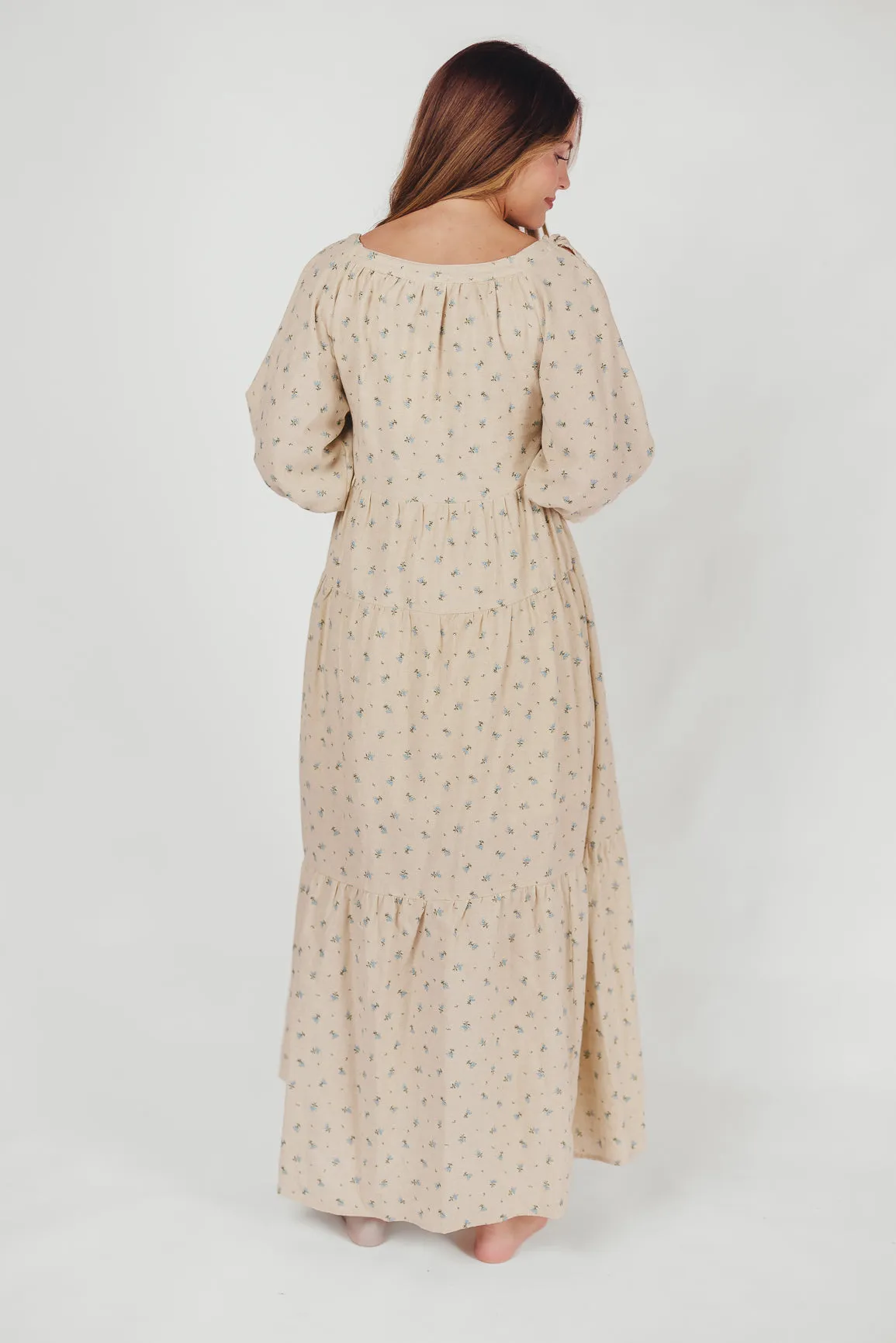 Cara 100% Cotton Maxi Dress in Blue/Brown Floral sold by Worth Collective product image thumbnail 3