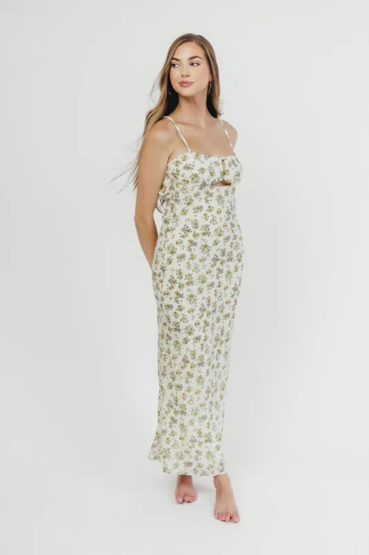 Cameron Tie-Back Maxi Dress in Cream Floral sold by Worth Collective