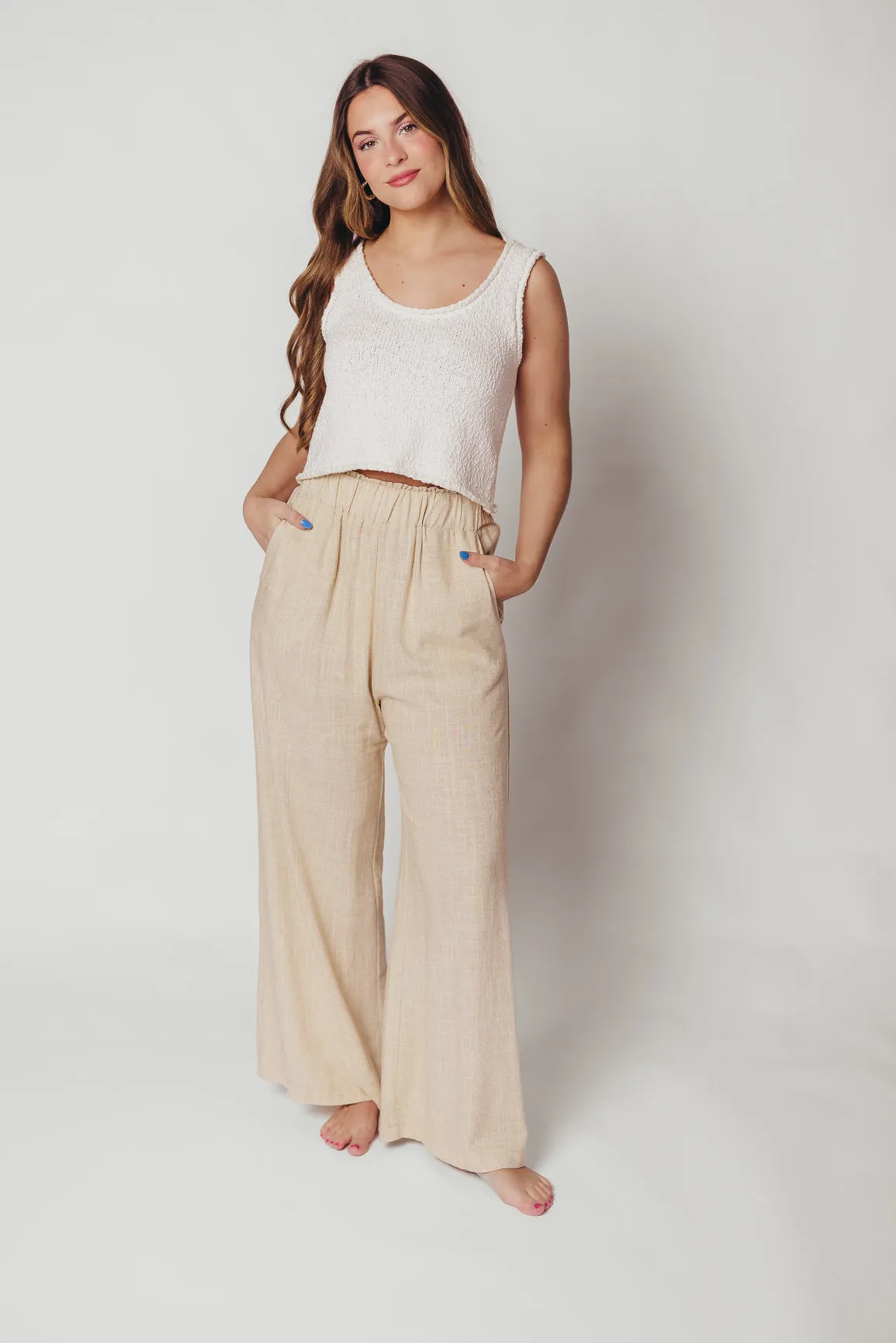Hailey Linen-Blend Wide Leg Pants in Natural sold by Worth Collective product image thumbnail 2