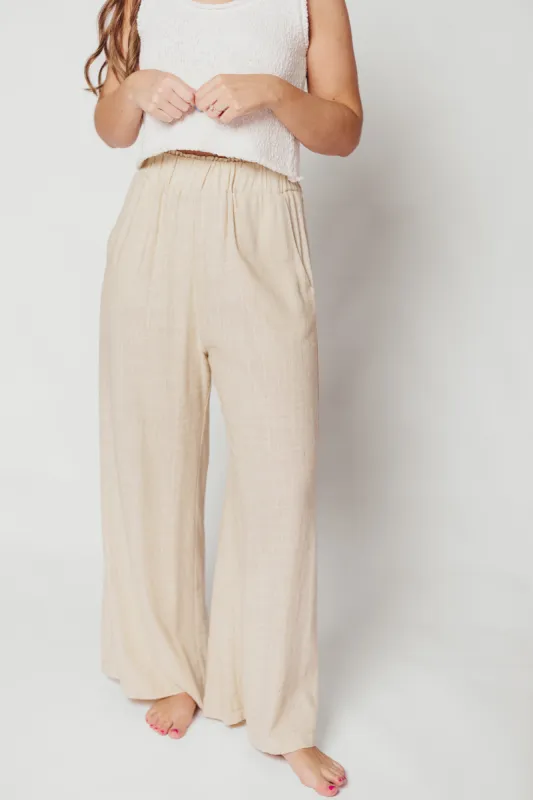 Hailey Linen-Blend Wide Leg Pants in Natural sold by Worth Collective