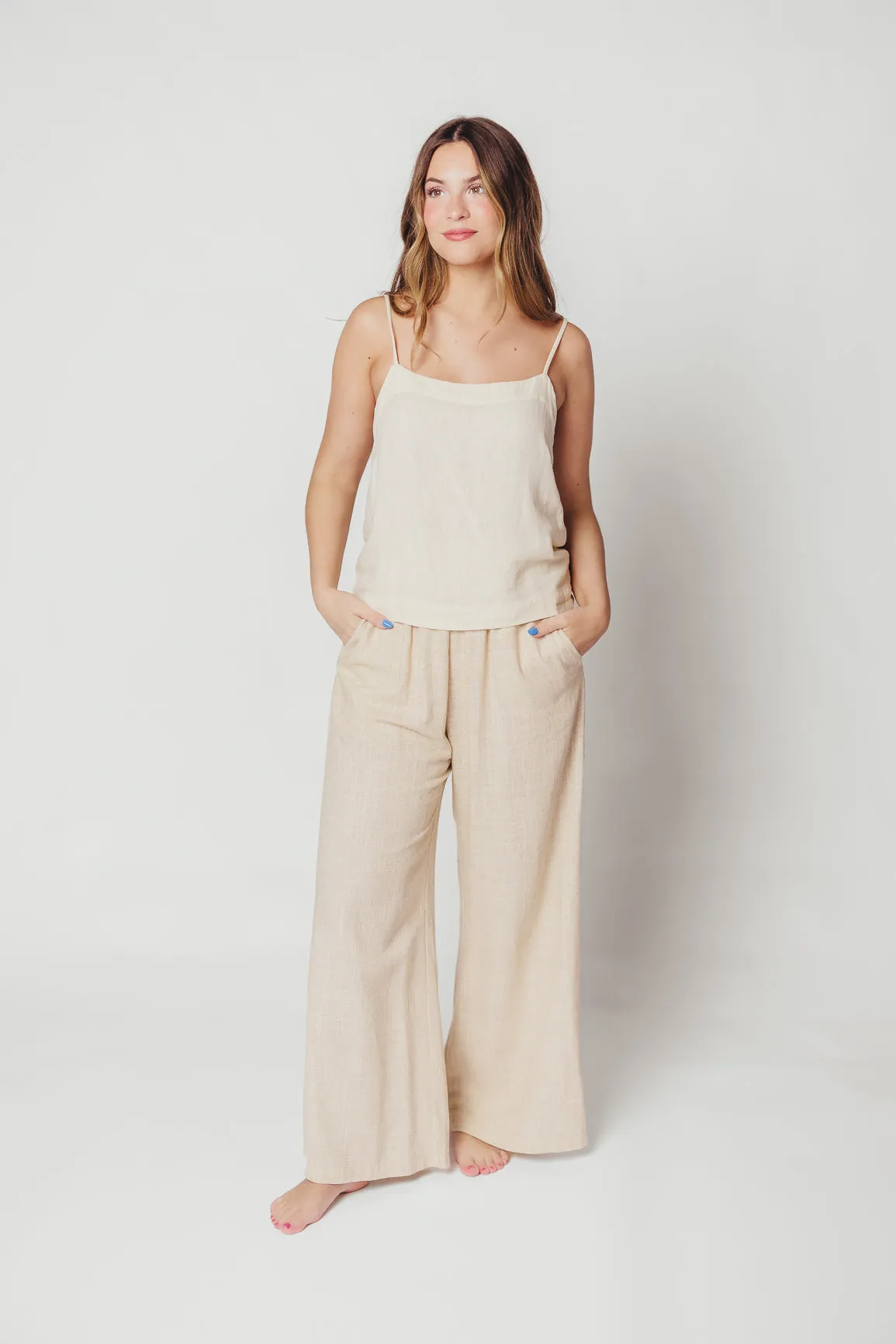 Hailey Linen-Blend Wide Leg Pants in Natural sold by Worth Collective product image thumbnail 4