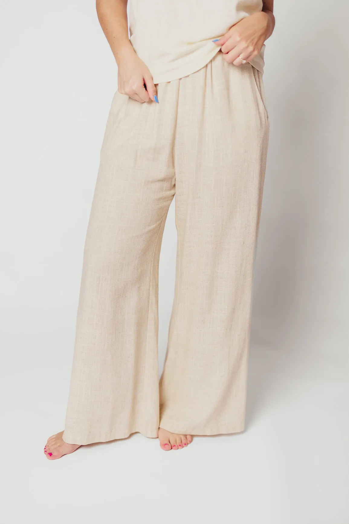 Hailey Linen-Blend Wide Leg Pants in Natural sold by Worth Collective product image thumbnail 5