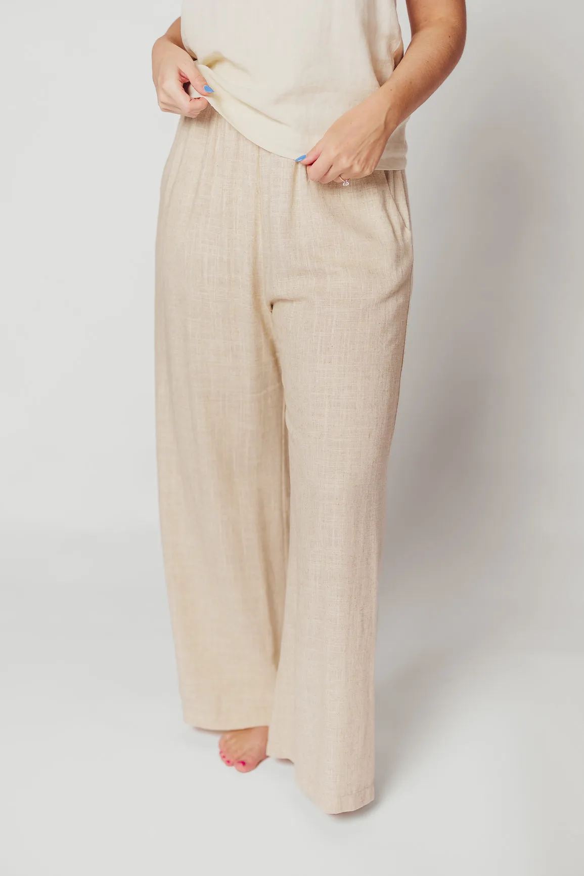 Hailey Linen-Blend Wide Leg Pants in Natural sold by Worth Collective product image thumbnail 3