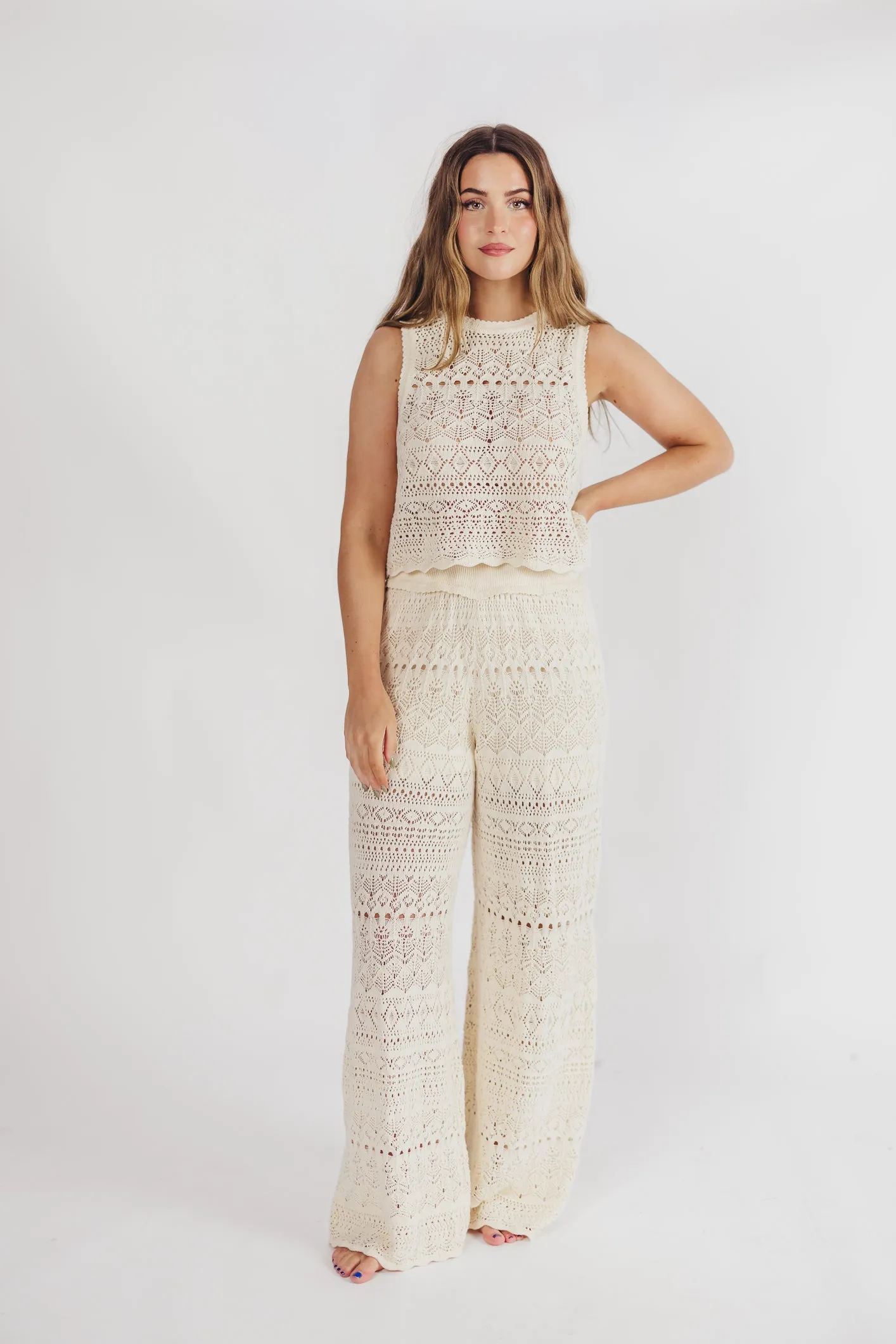 Bonnie Mix and Match Crochet Pants in Beige sold by Worth Collective product image thumbnail 3