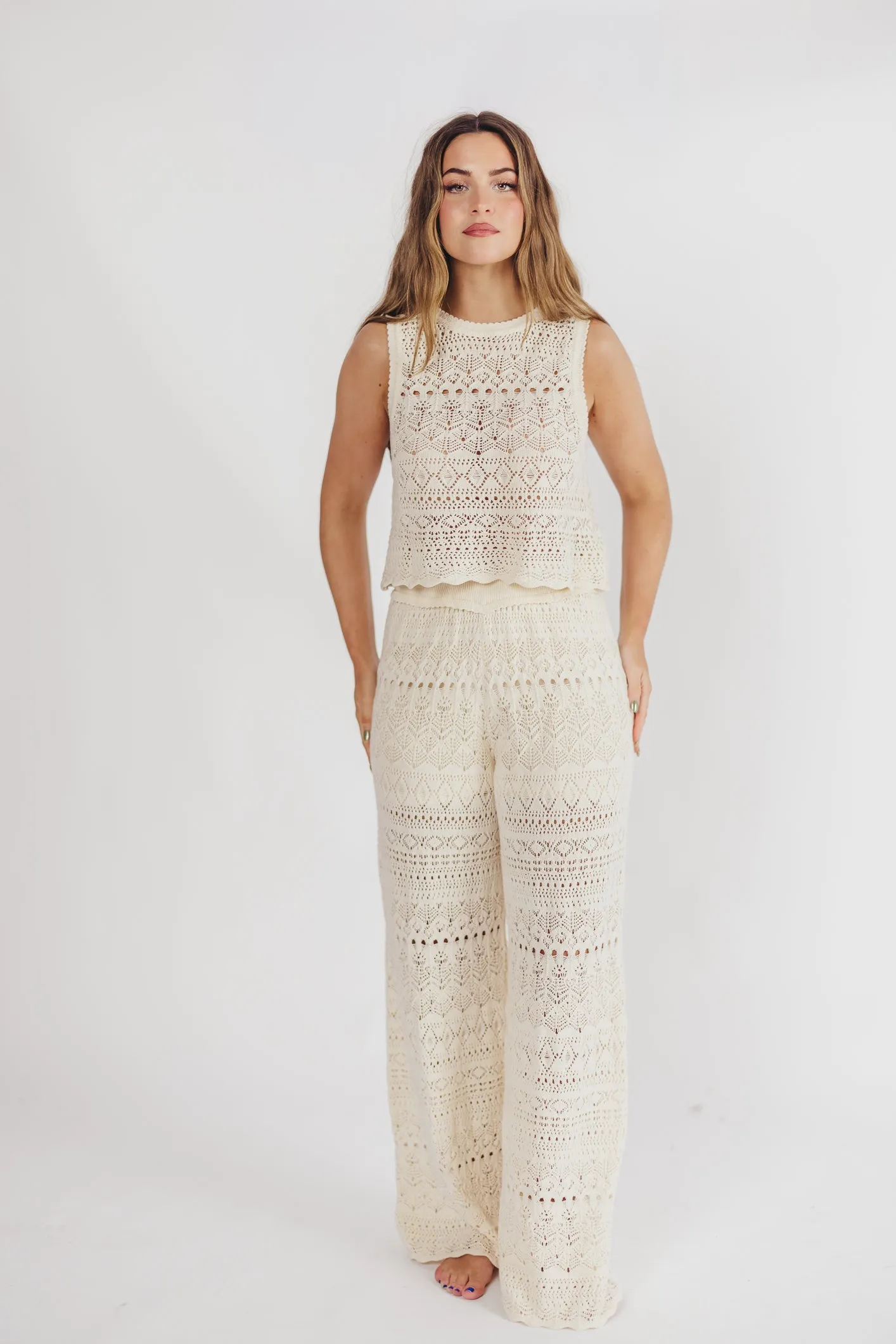 Bonnie Mix and Match Crochet Pants in Beige sold by Worth Collective product image thumbnail 2