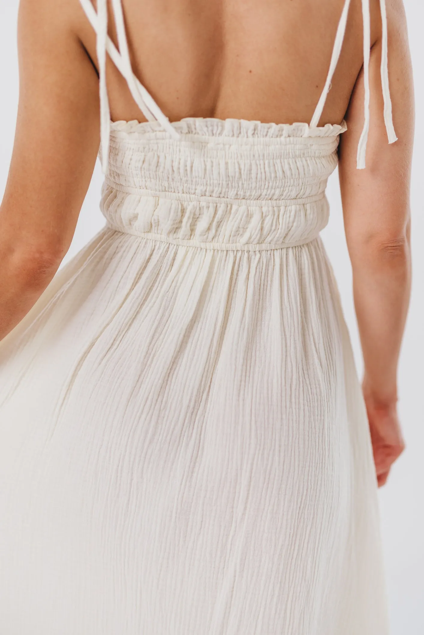 Melanie Button-Down Midi Dress in Cream sold by Worth Collective product image thumbnail 4