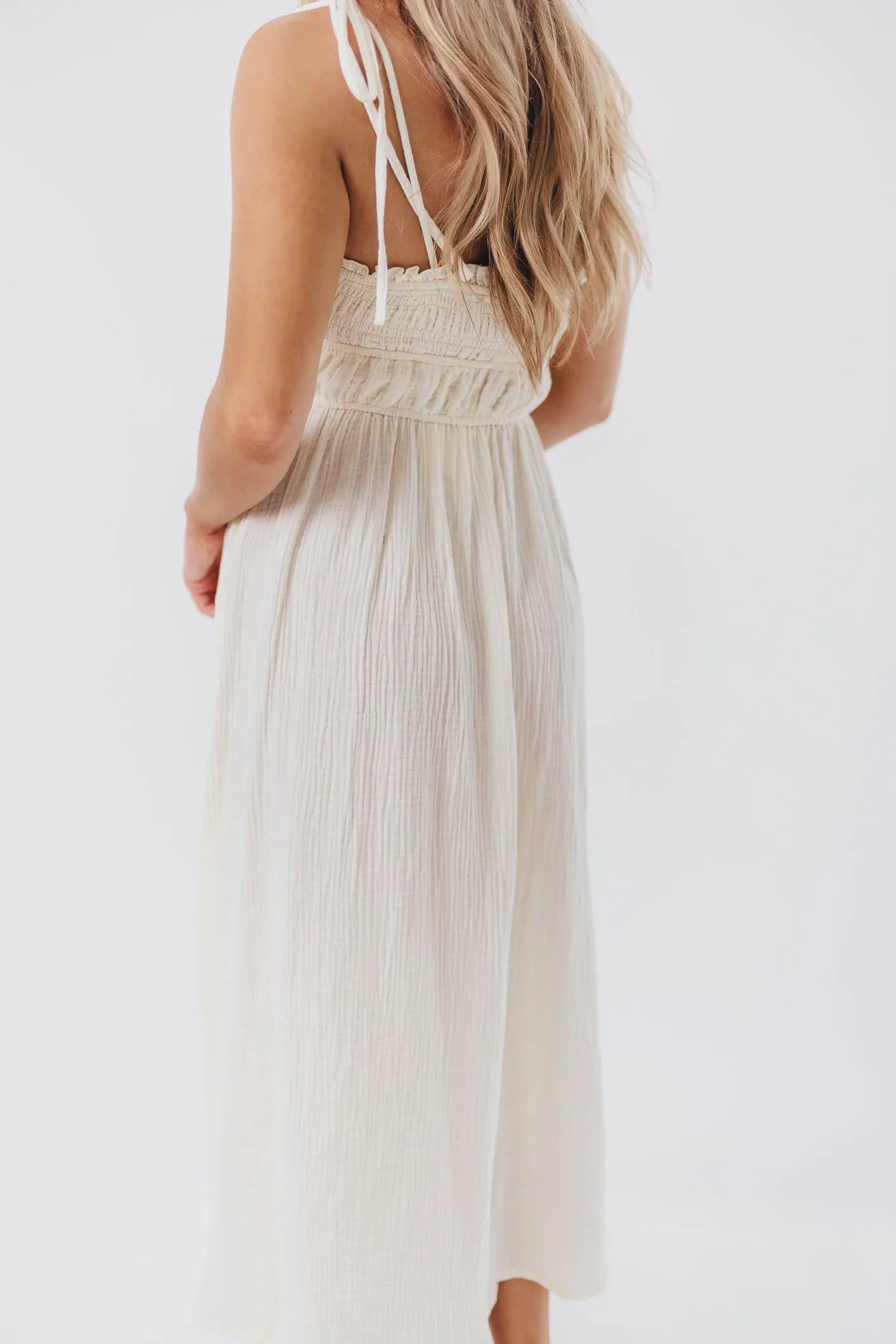 Melanie Button-Down Midi Dress in Cream sold by Worth Collective product image thumbnail 2