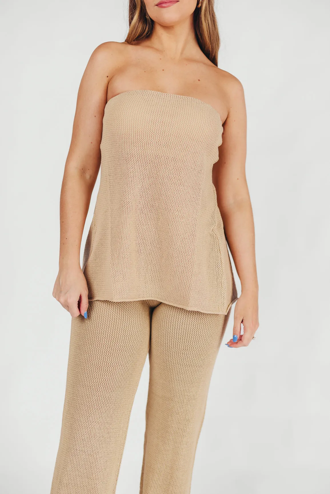 Brookie Crochet Tube Top in Sand sold by Worth Collective