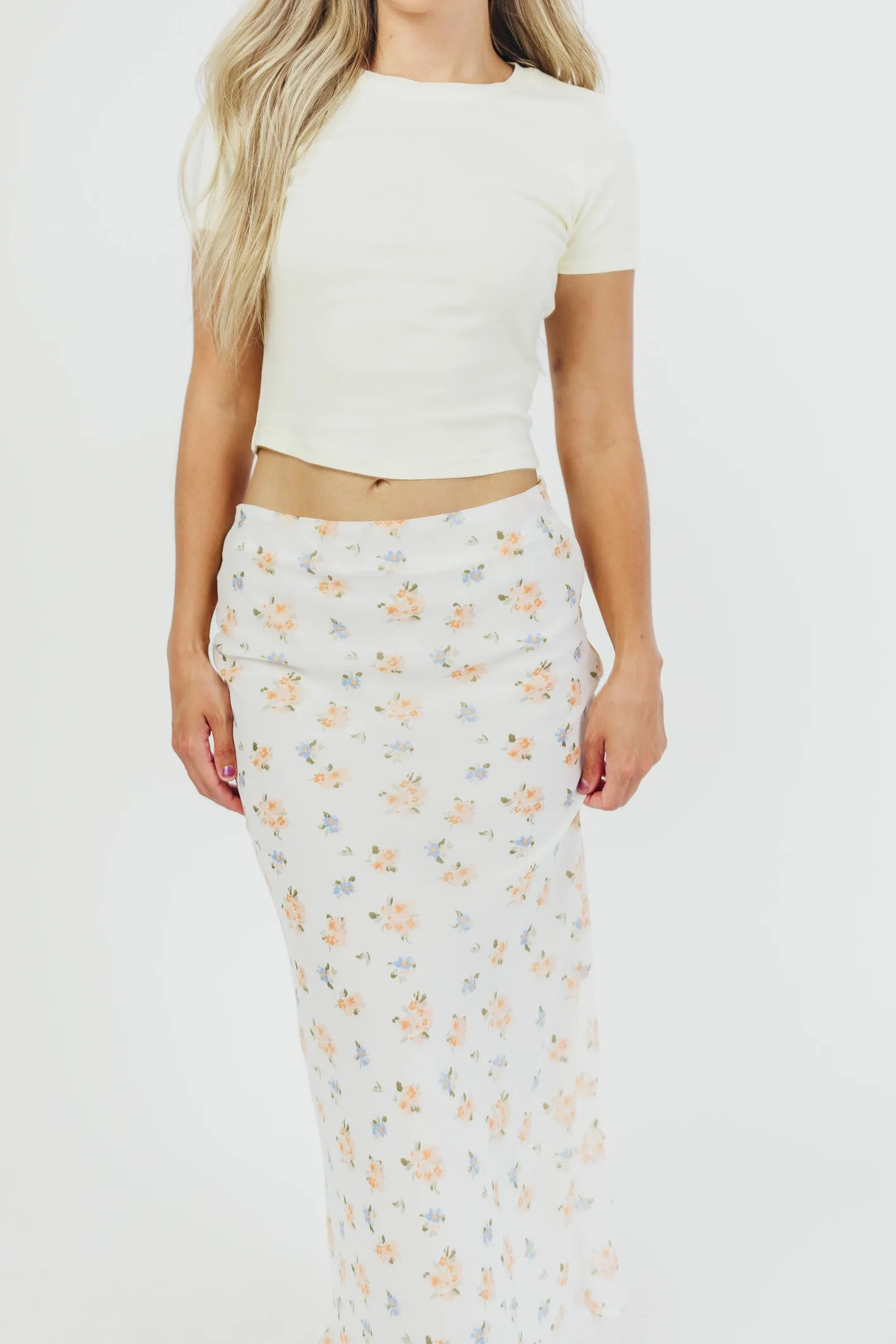Tessa Bias-Cut Maxi Skirt in Cream Floral sold by Worth Collective product image thumbnail 3