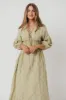 Hunter 100% Cotton Gauze Midi Dress in Thyme/Sage Foliage - Bump Friendly & Inclusive Sizing (XS-3XL) sold by Worth Collective