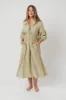 Hunter 100% Cotton Gauze Midi Dress in Thyme/Sage Foliage - Bump Friendly & Inclusive Sizing (XS-3XL) sold by Worth Collective