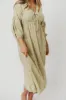 Hunter 100% Cotton Gauze Midi Dress in Thyme/Sage Foliage - Bump Friendly & Inclusive Sizing (XS-3XL) sold by Worth Collective