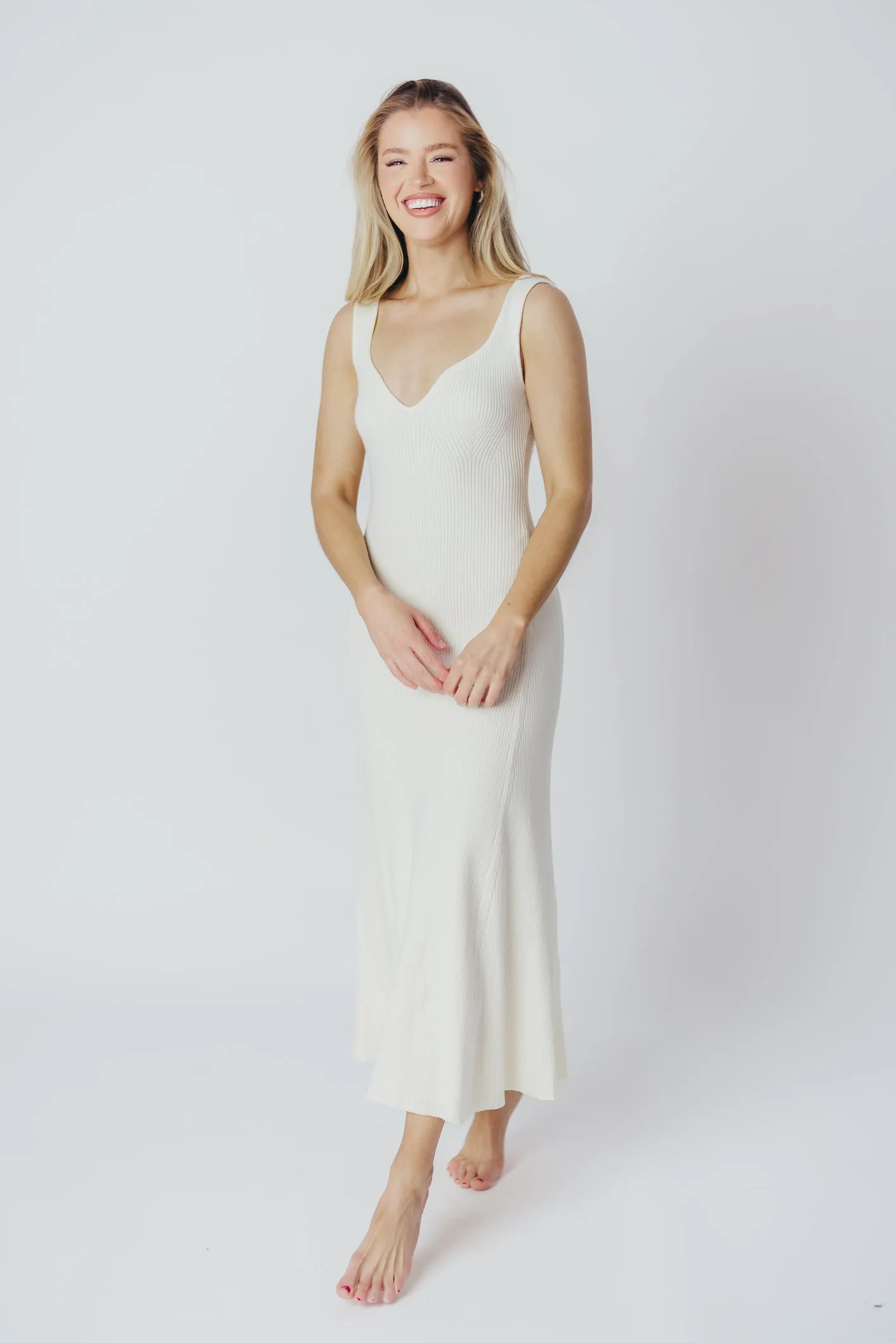 Sierra Ribbed Knit Maxi Dress in Creme sold by Worth Collective product image thumbnail 2