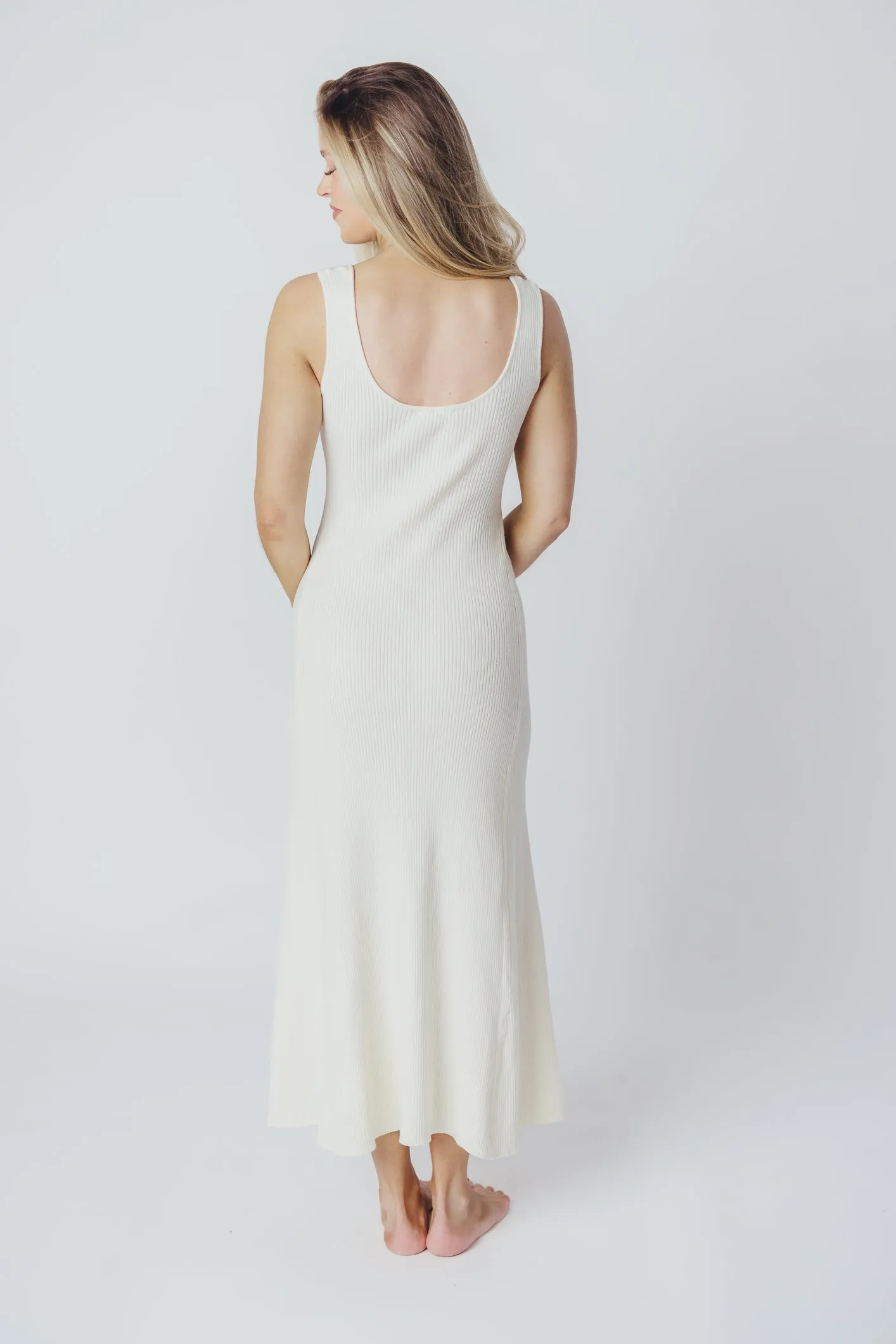 Sierra Ribbed Knit Maxi Dress in Creme sold by Worth Collective product image thumbnail 5