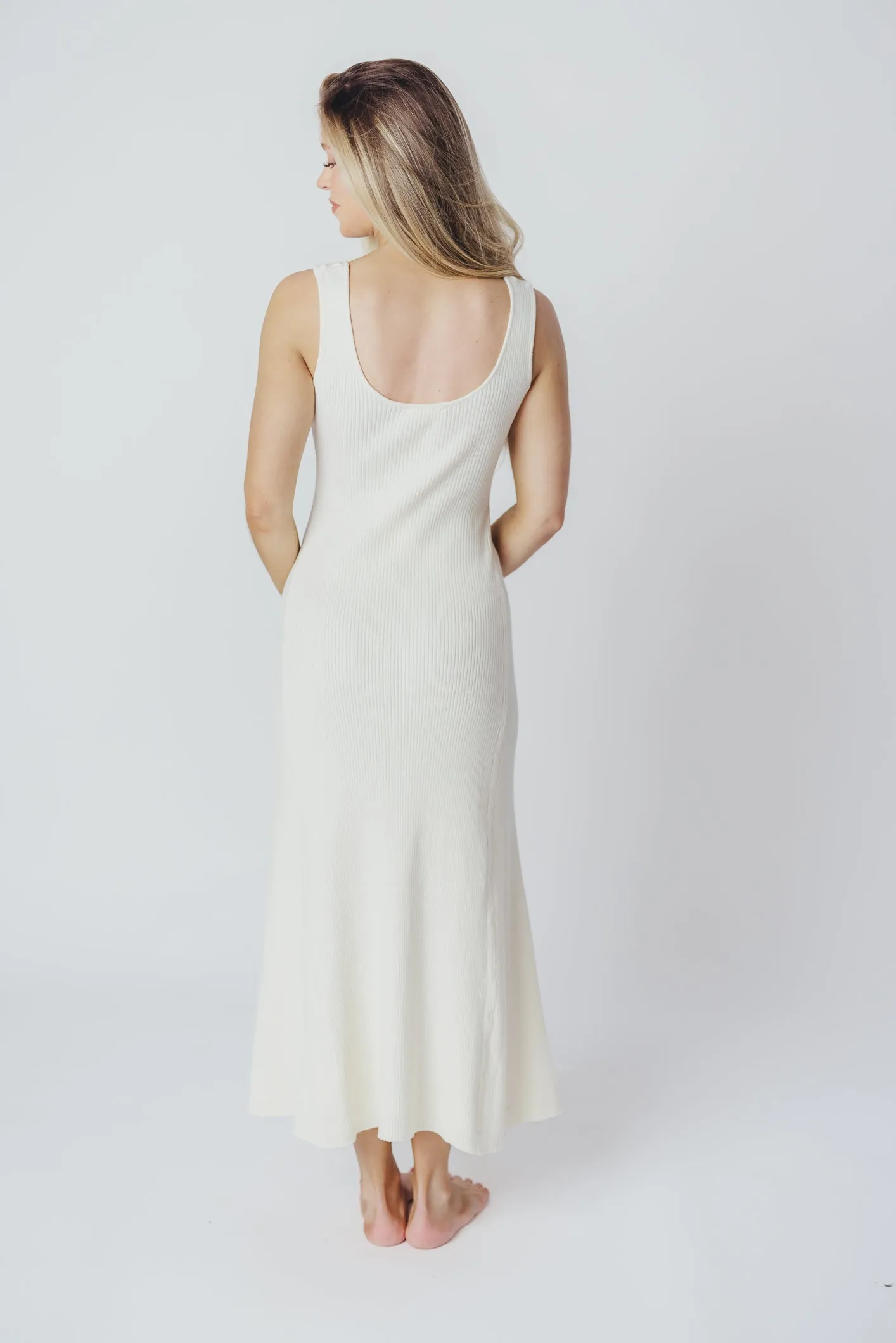 Sierra Ribbed Knit Maxi Dress in Creme sold by Worth Collective product image thumbnail 4
