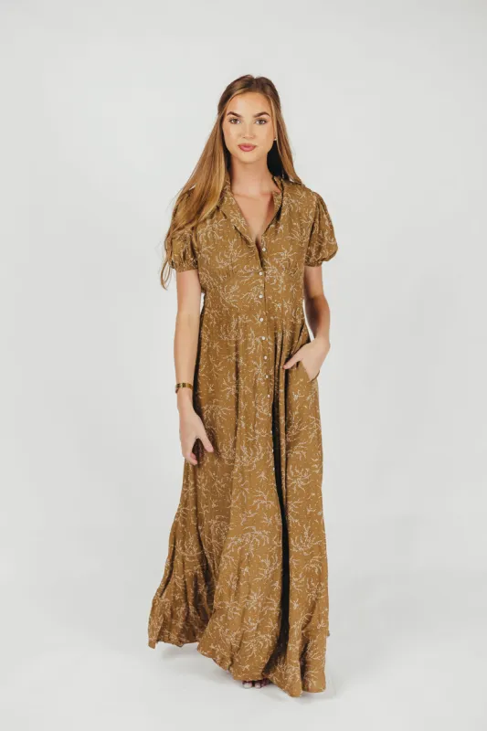 Mariah Collared Button-Down Maxi Dress in Coconut Floral - Nursing Friendly sold by Worth Collective