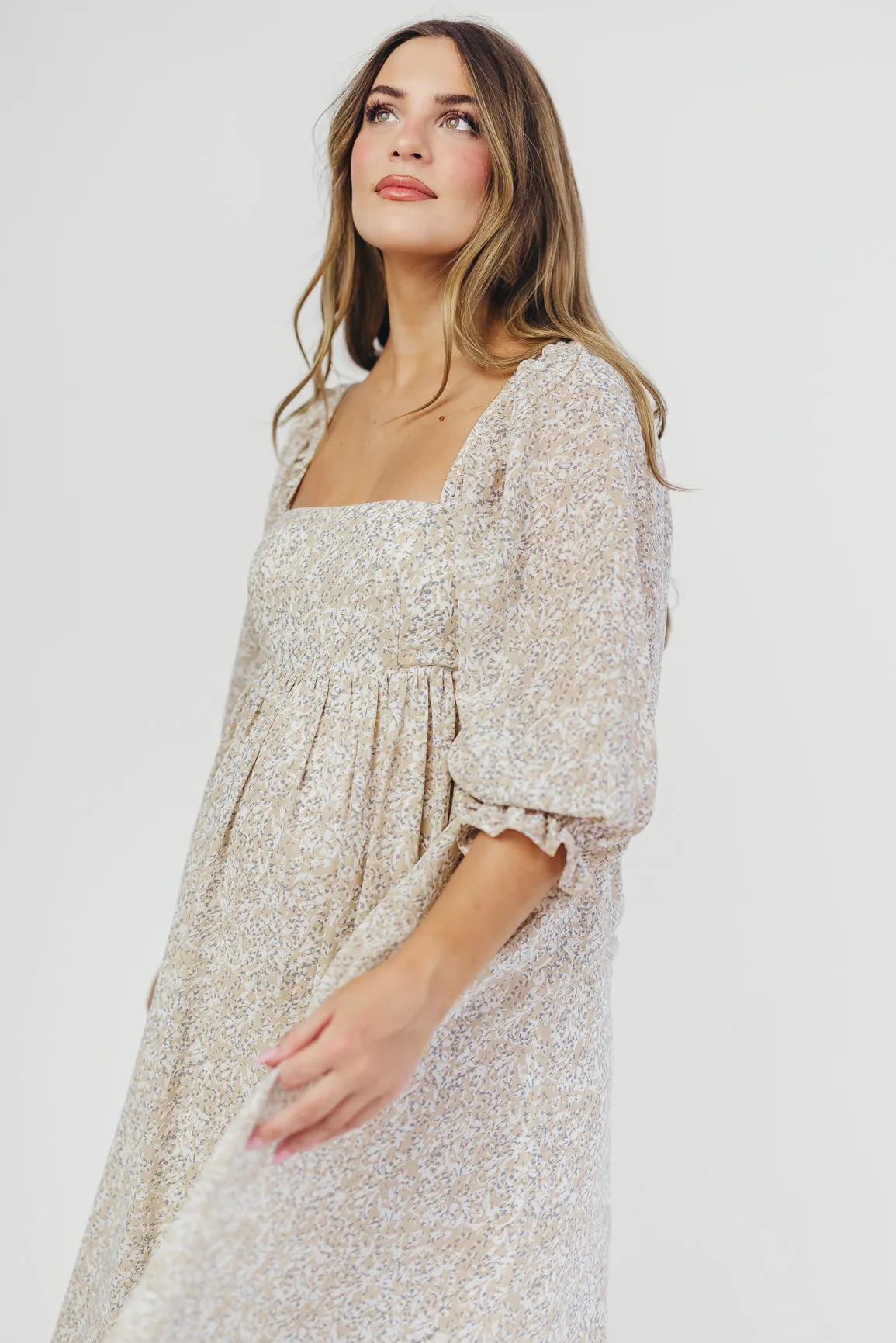 Mona 'Love Story' Maxi Dress in Beige - Bump Friendly and Inclusive Sizing (S-3XL) sold by Worth Collective product image thumbnail 5