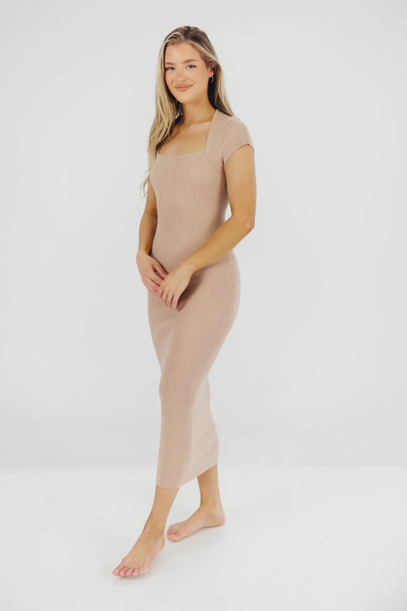 Wren Ribbed Knit Maxi Dress with Square Neckline in Dusty Blush (XS-XL) - Worth Collective Exclusive *Final-Sale* sold by Worth Collective product image thumbnail 5