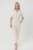 Heidi Scuba Modal Zip-Up Jumpsuit in Eggshell - Nursing Friendly sold by Worth Collective
