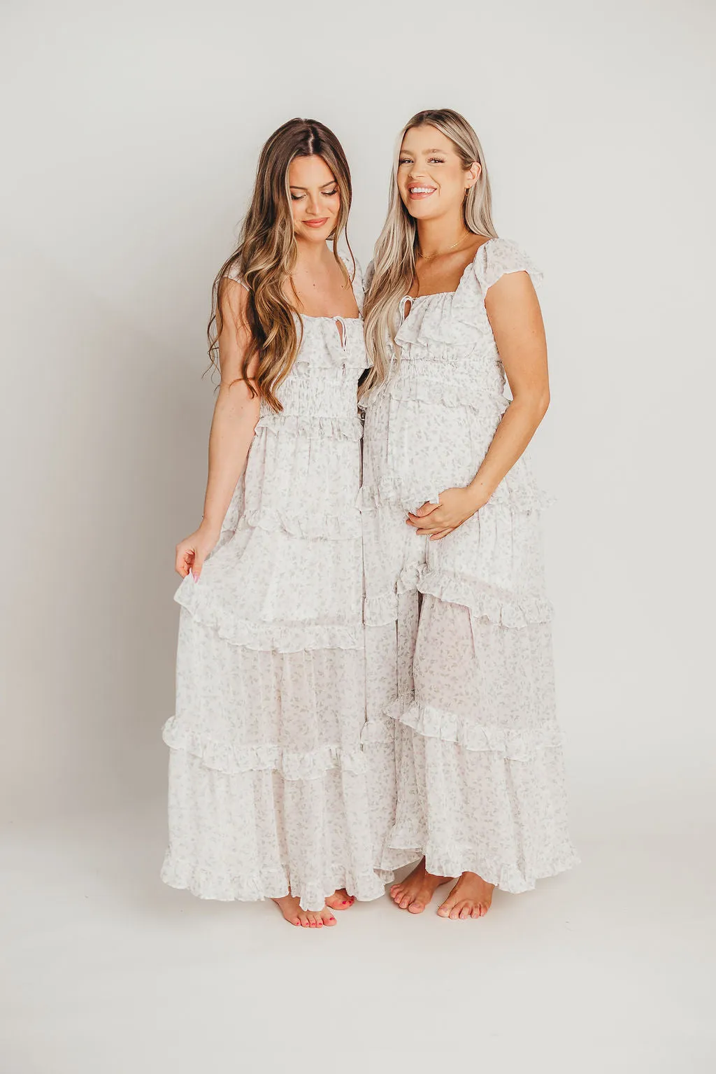 Astrid Ruffle Detail Maxi Dress in Lavender Floral - Bump Friendly sold by Worth Collective product image thumbnail 4