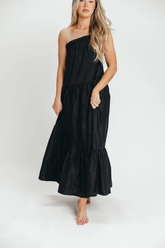 Jordan One-Shoulder Maxi Dress in Black - Bump Friendly sold by Worth Collective