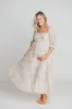 Mona Maxi Dress with Smocking in Cream Floral - Bump Friendly & Inclusive Sizing (S-3XL) sold by Worth Collective