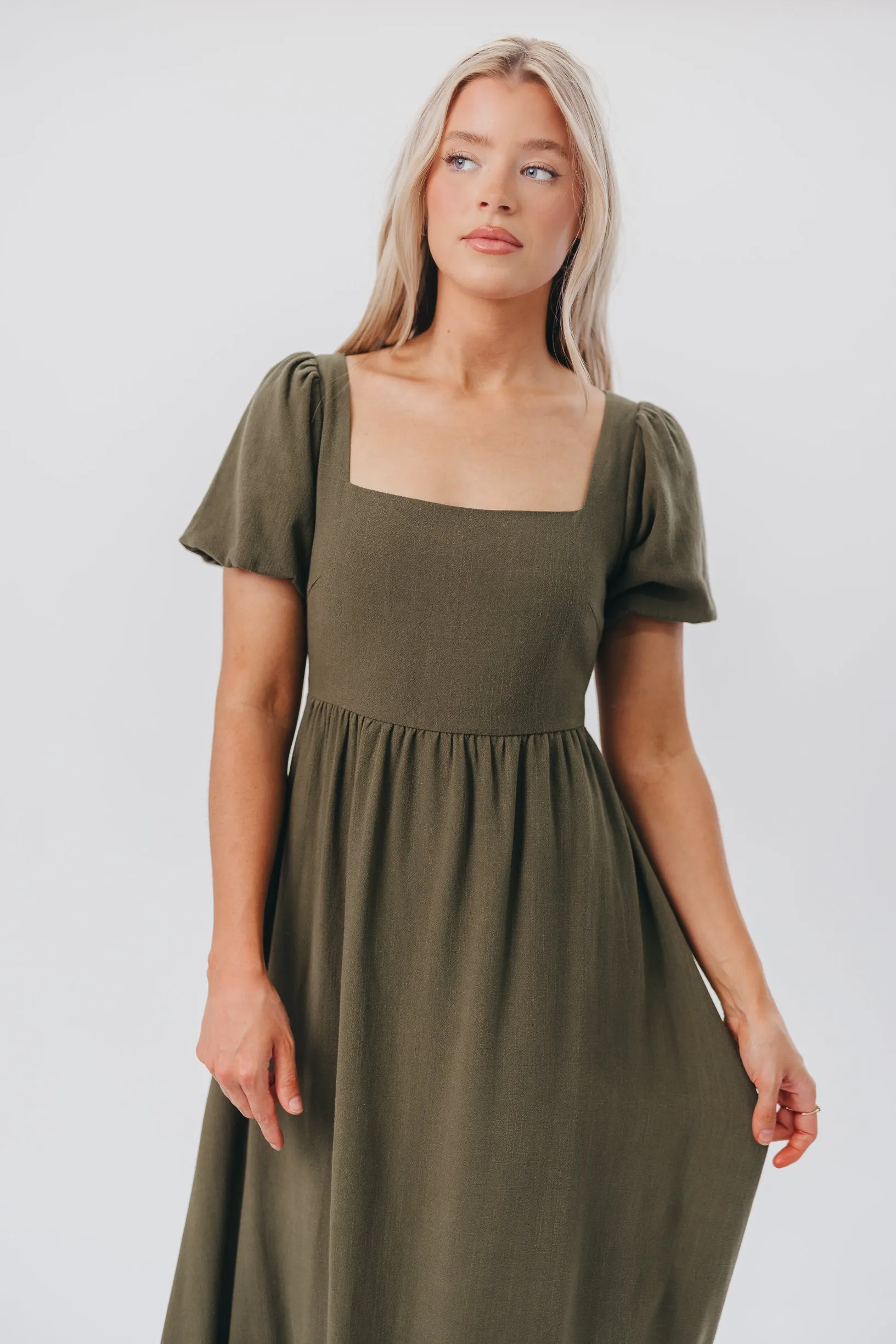 August Open Back Midi Dress in Hunter Green - Bump Friendly sold by Worth Collective product image thumbnail 3