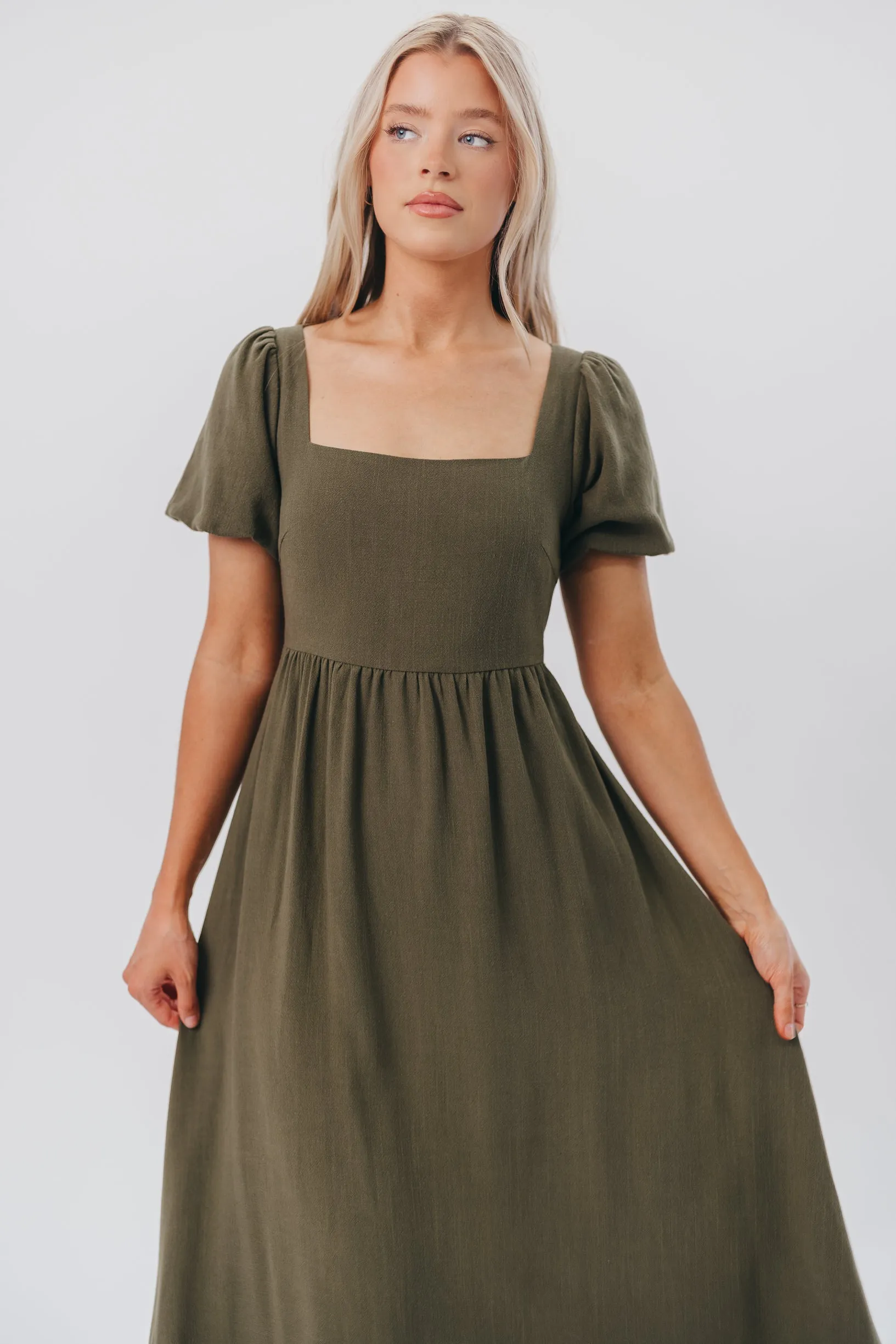 August Open Back Midi Dress in Hunter Green - Bump Friendly sold by Worth Collective product image thumbnail 2