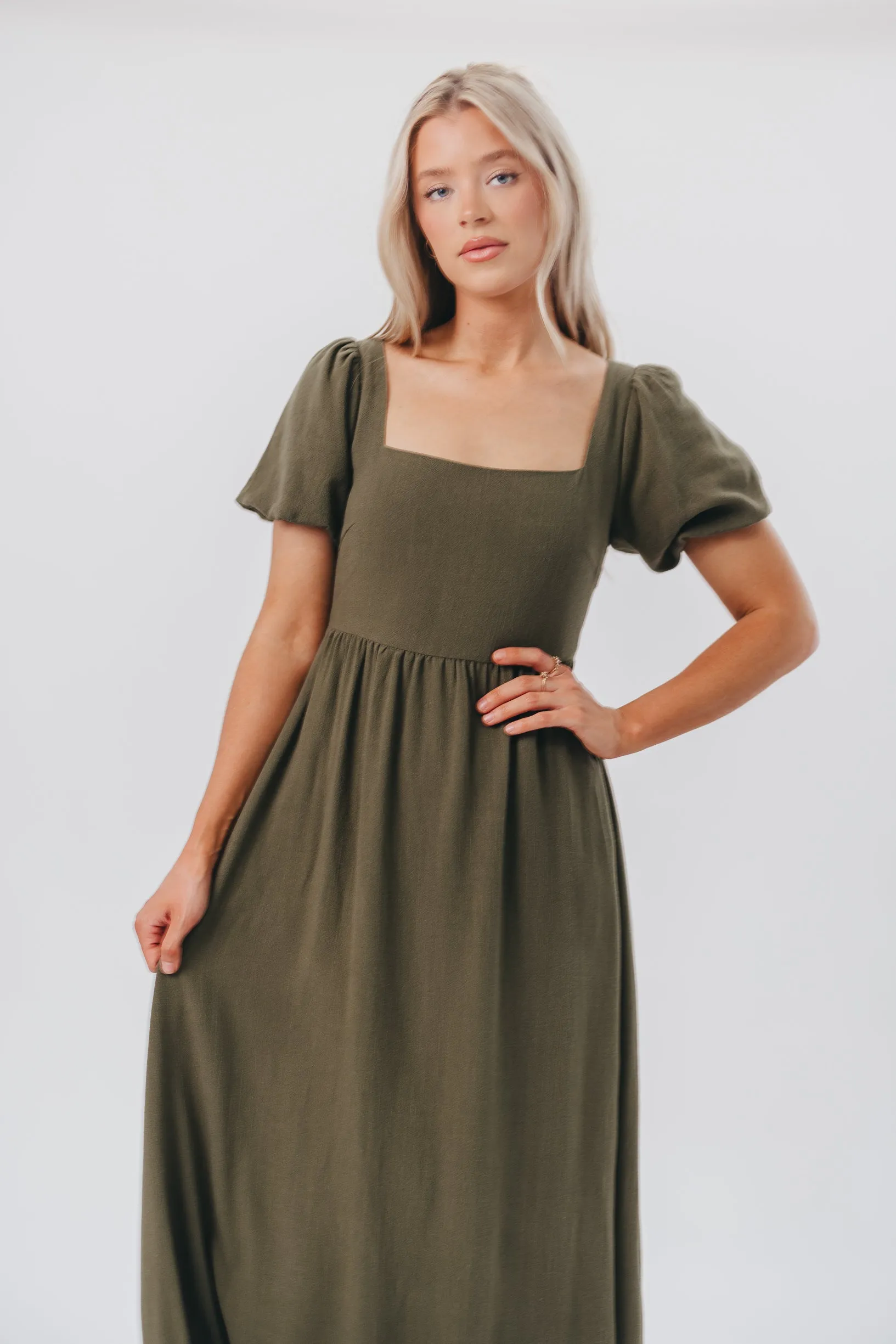 August Open Back Midi Dress in Hunter Green - Bump Friendly sold by Worth Collective product image thumbnail 5