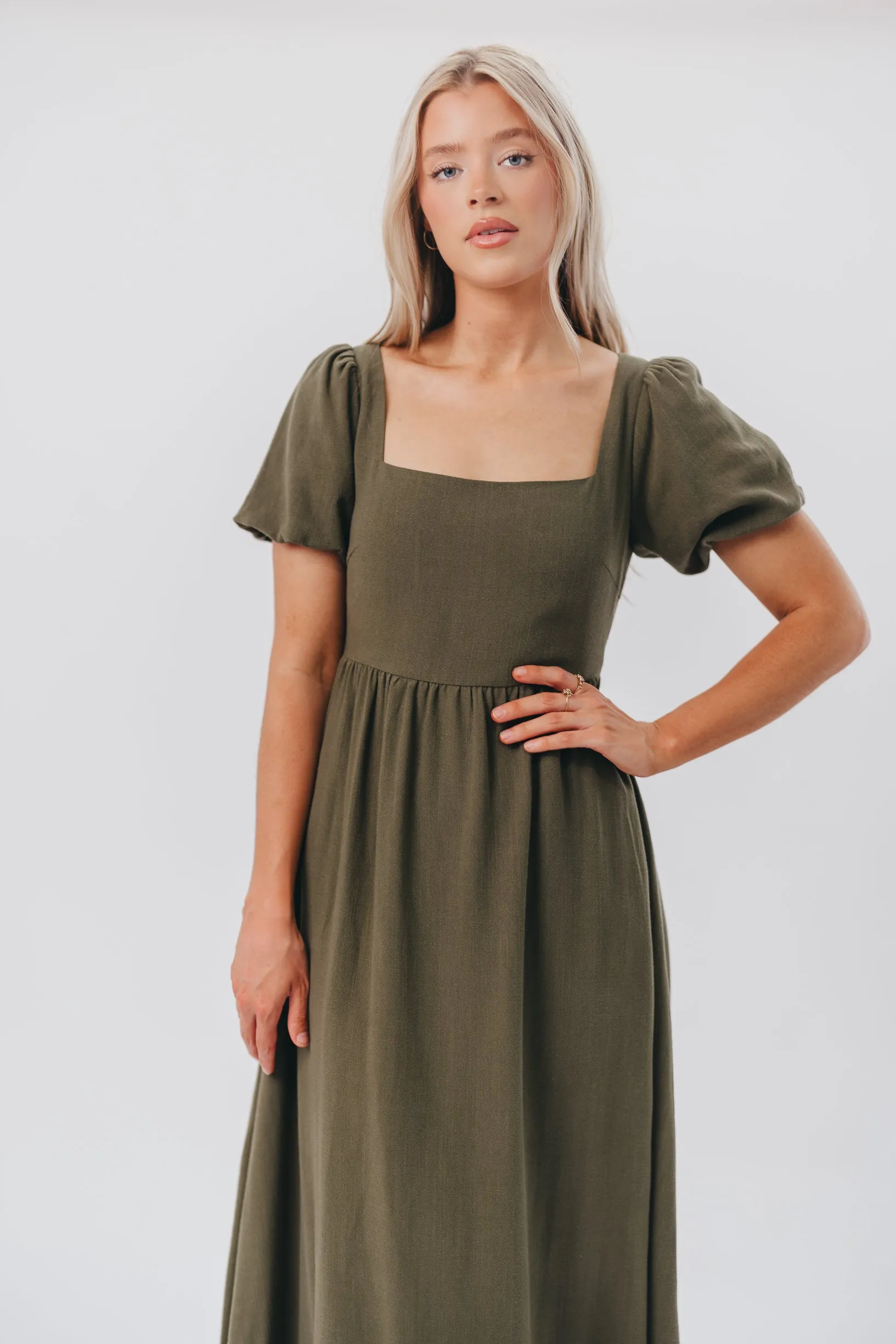 August Open Back Midi Dress in Hunter Green - Bump Friendly sold by Worth Collective product image thumbnail 4